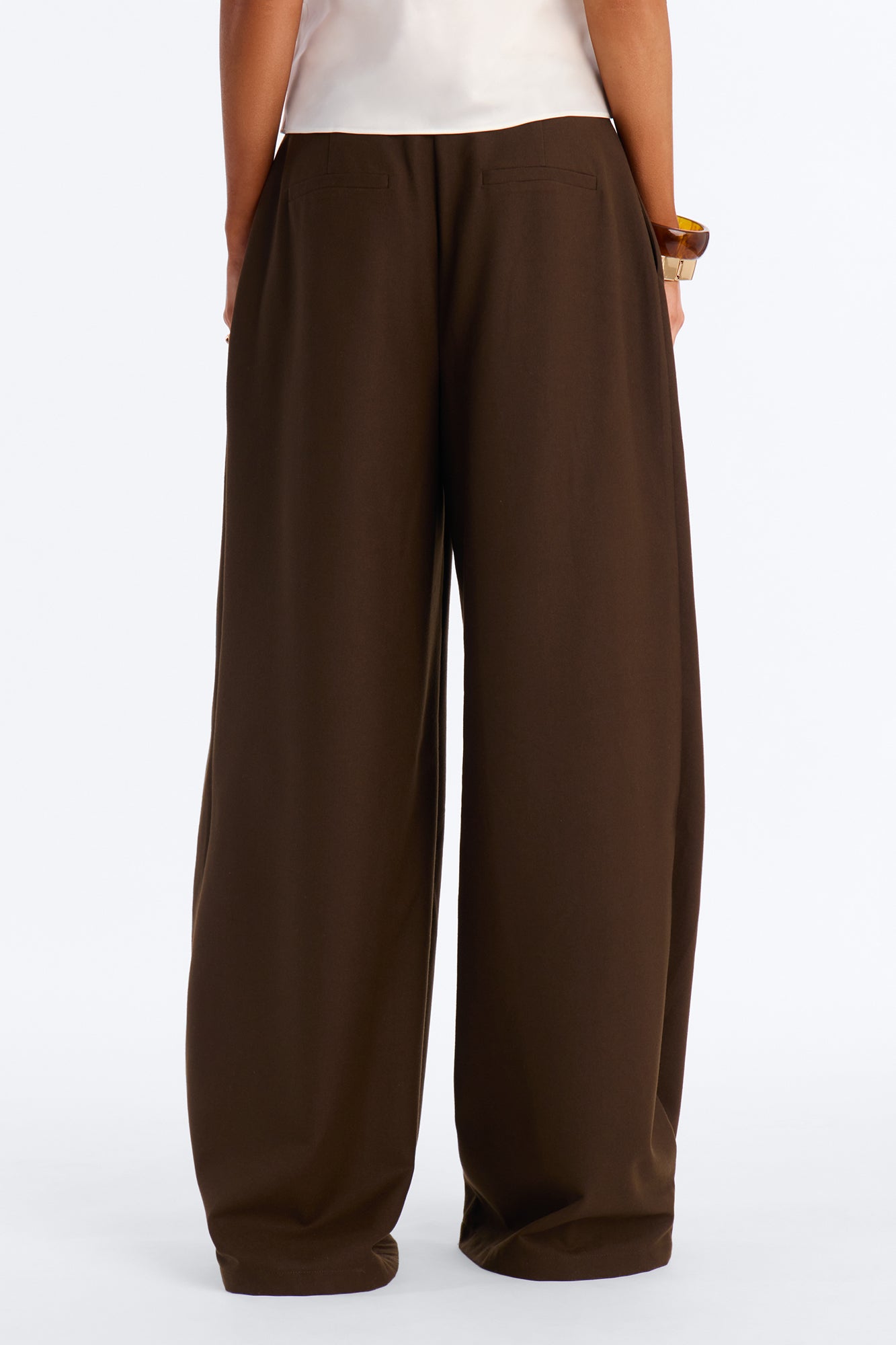 Executive Realness Pleated Wide Leg Trouser 33″ - Chocolate