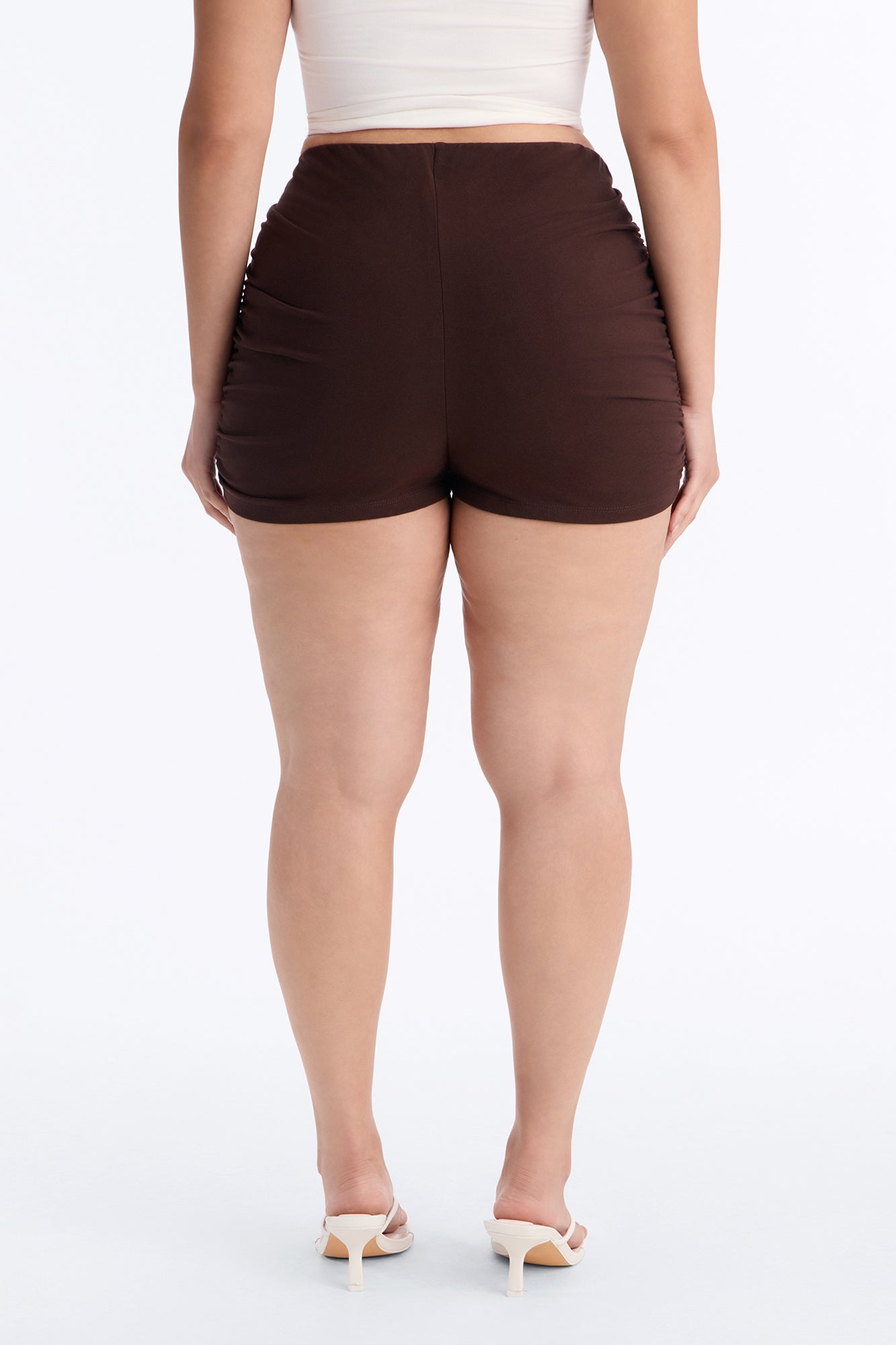 Quinn Low Rise Side Ruched Micro Short - Chocolate
