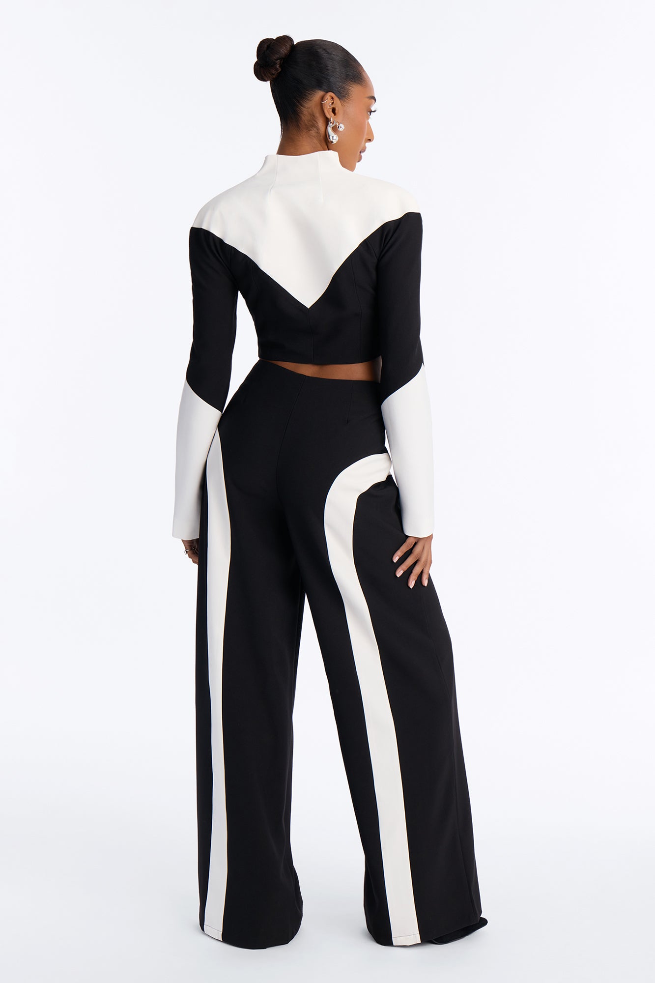 Stop Staring Mid Rise Paneled Trouser - Black/combo