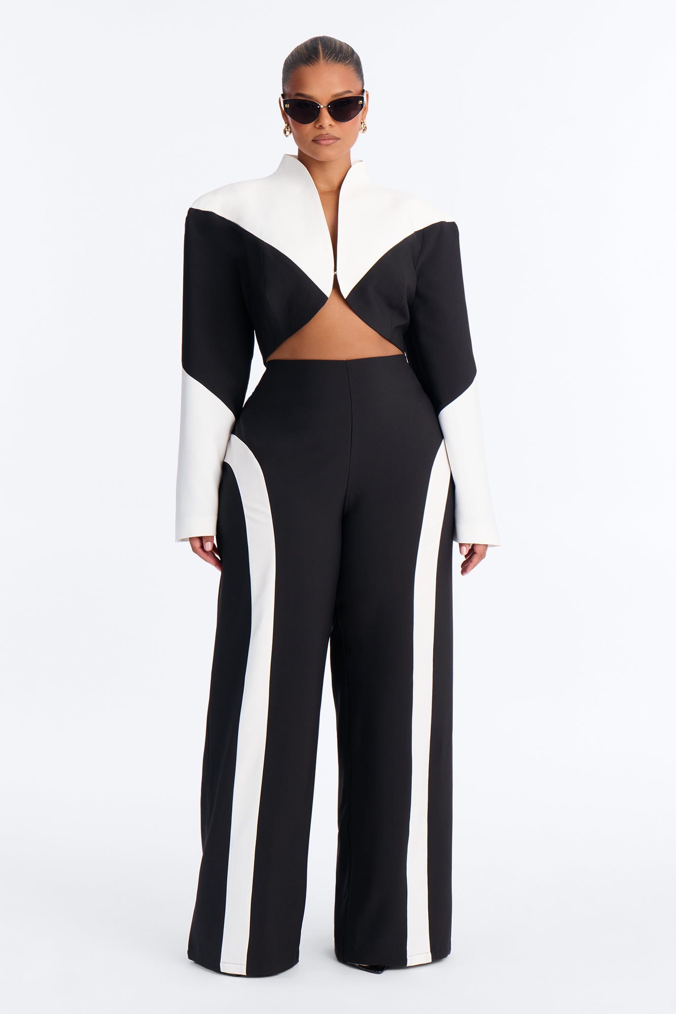 Stop Staring Mid Rise Paneled Trouser - Black/combo