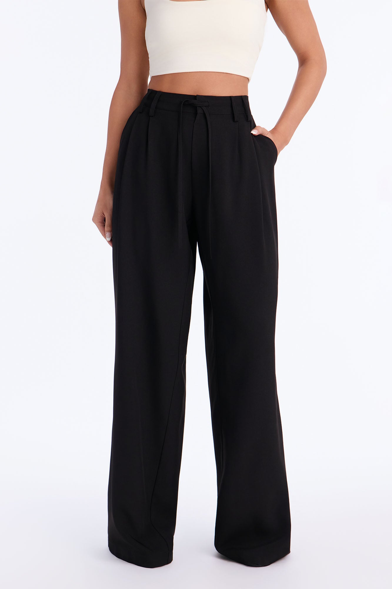 Tall Cami Wide Leg Trouser Pant - Black