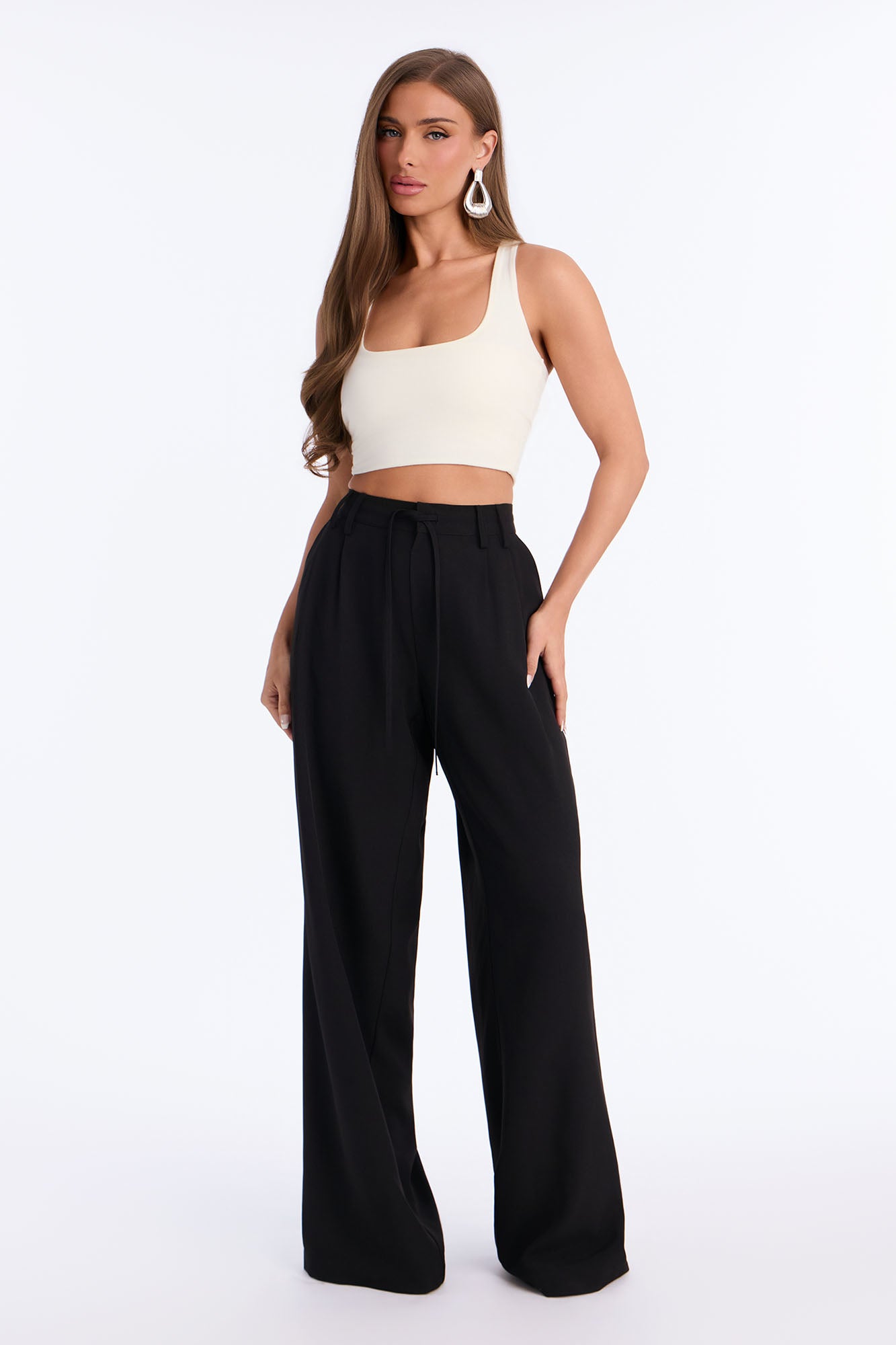 Tall Cami Wide Leg Trouser Pant - Black