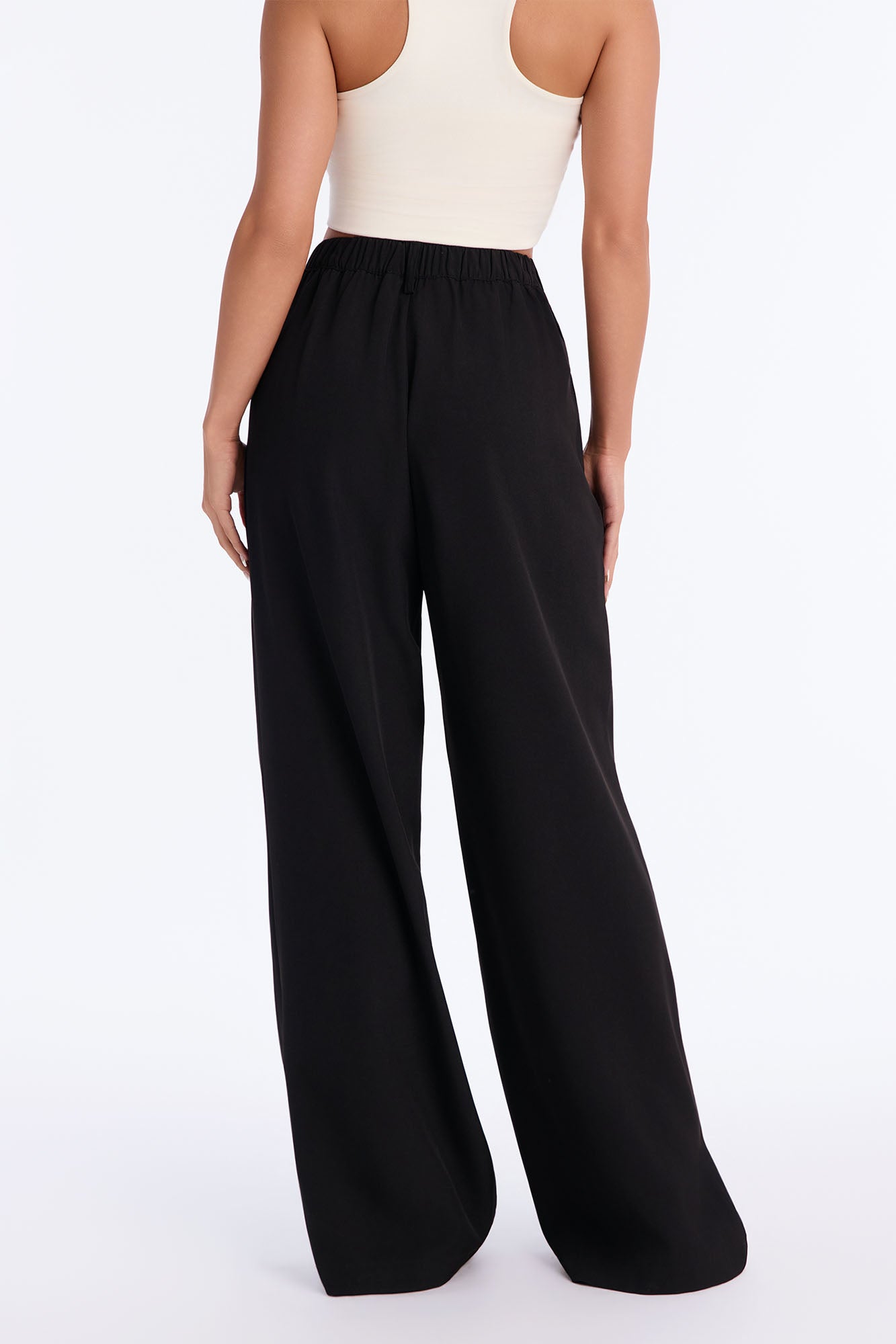 Tall Cami Wide Leg Trouser Pant - Black