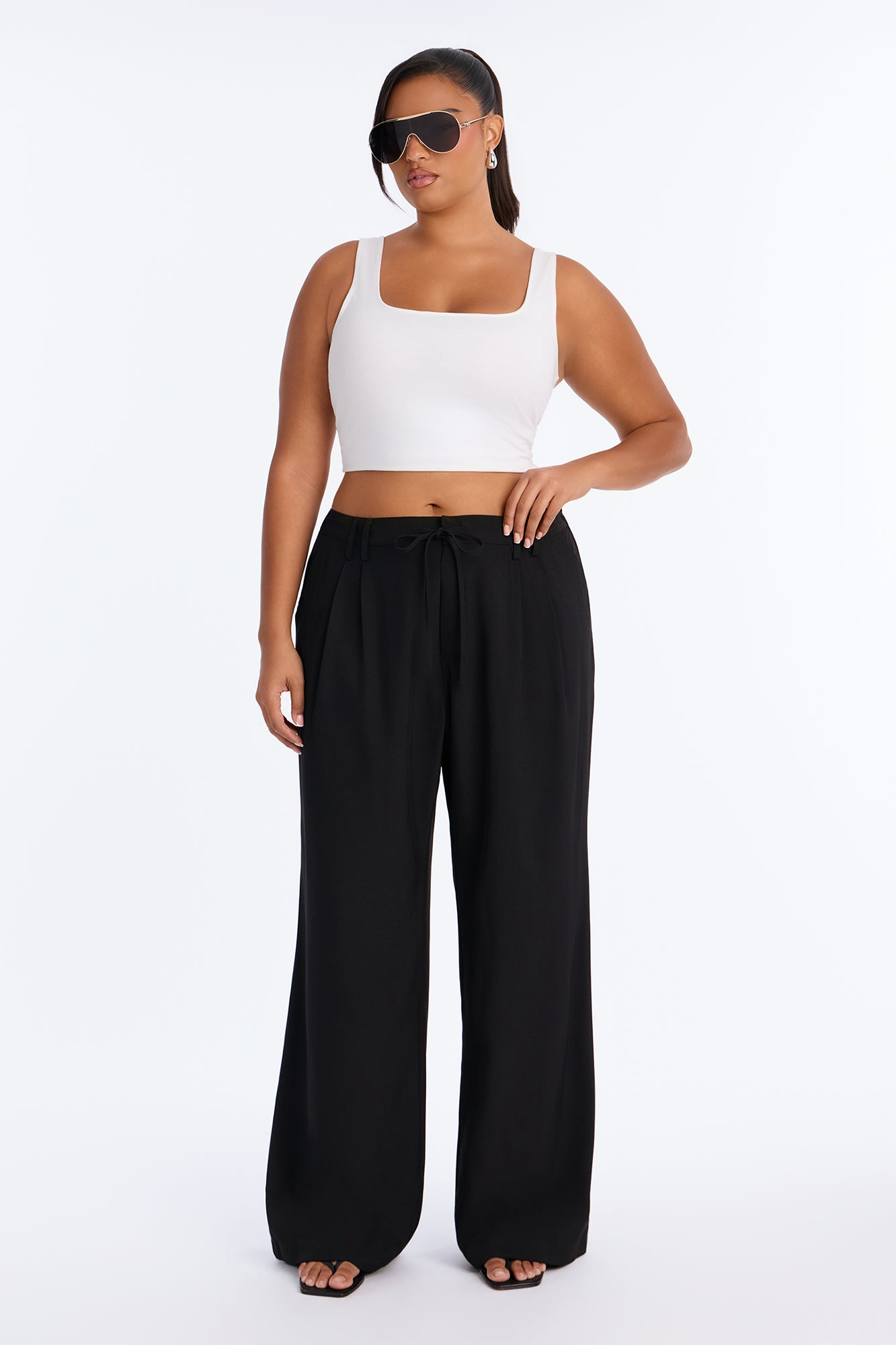 Tall Cami Wide Leg Trouser Pant - Black