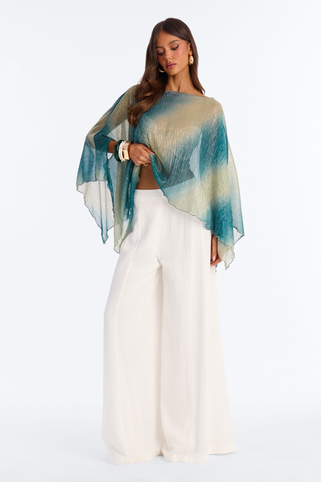 Taylor Ombre Metallic Knit Top - Blue/combo