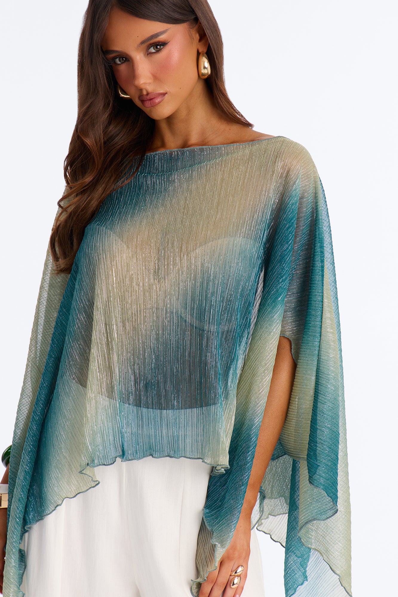 Taylor Ombre Metallic Knit Top - Blue/combo