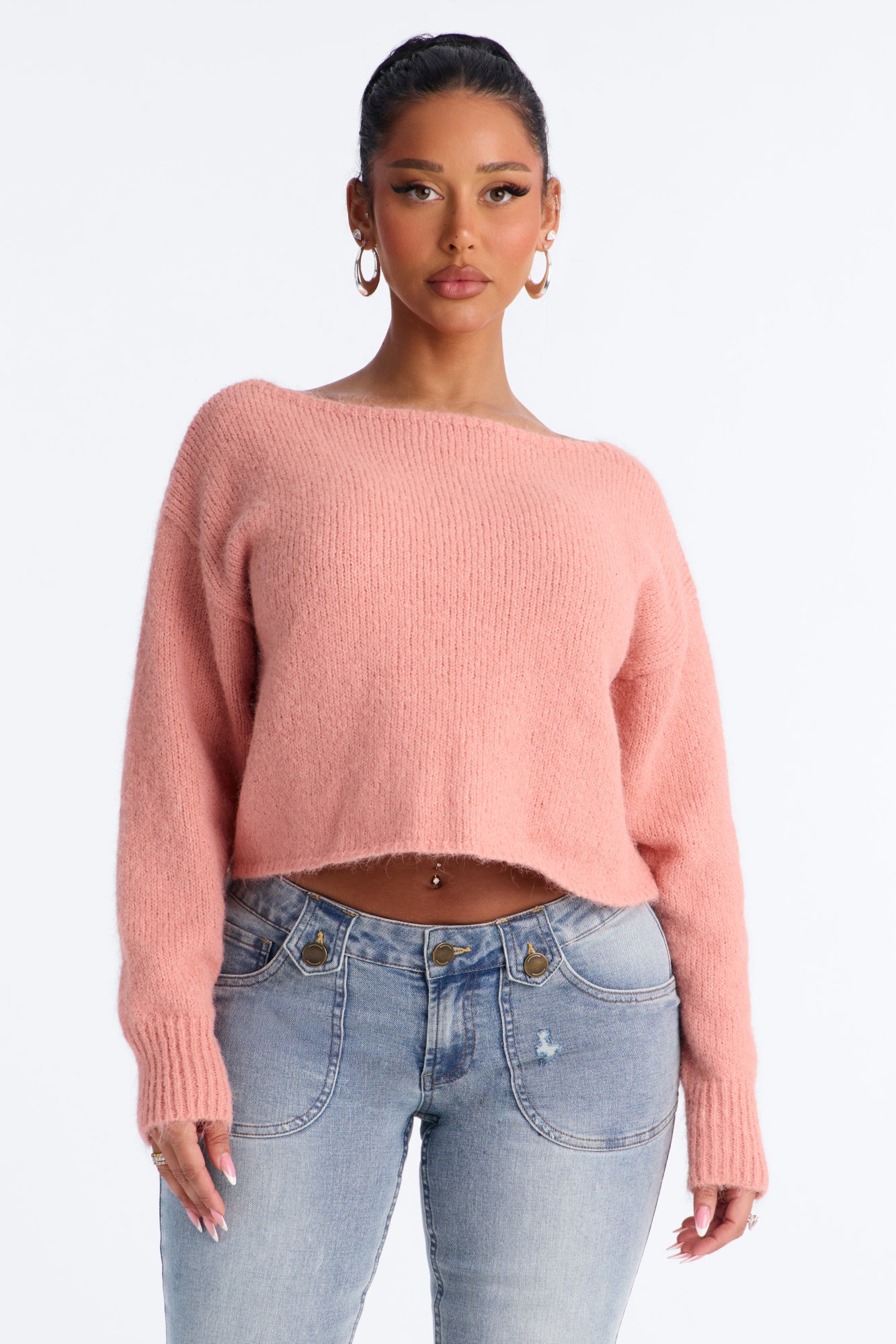 Lenah One Shoulder Pullover Sweater - Mauve