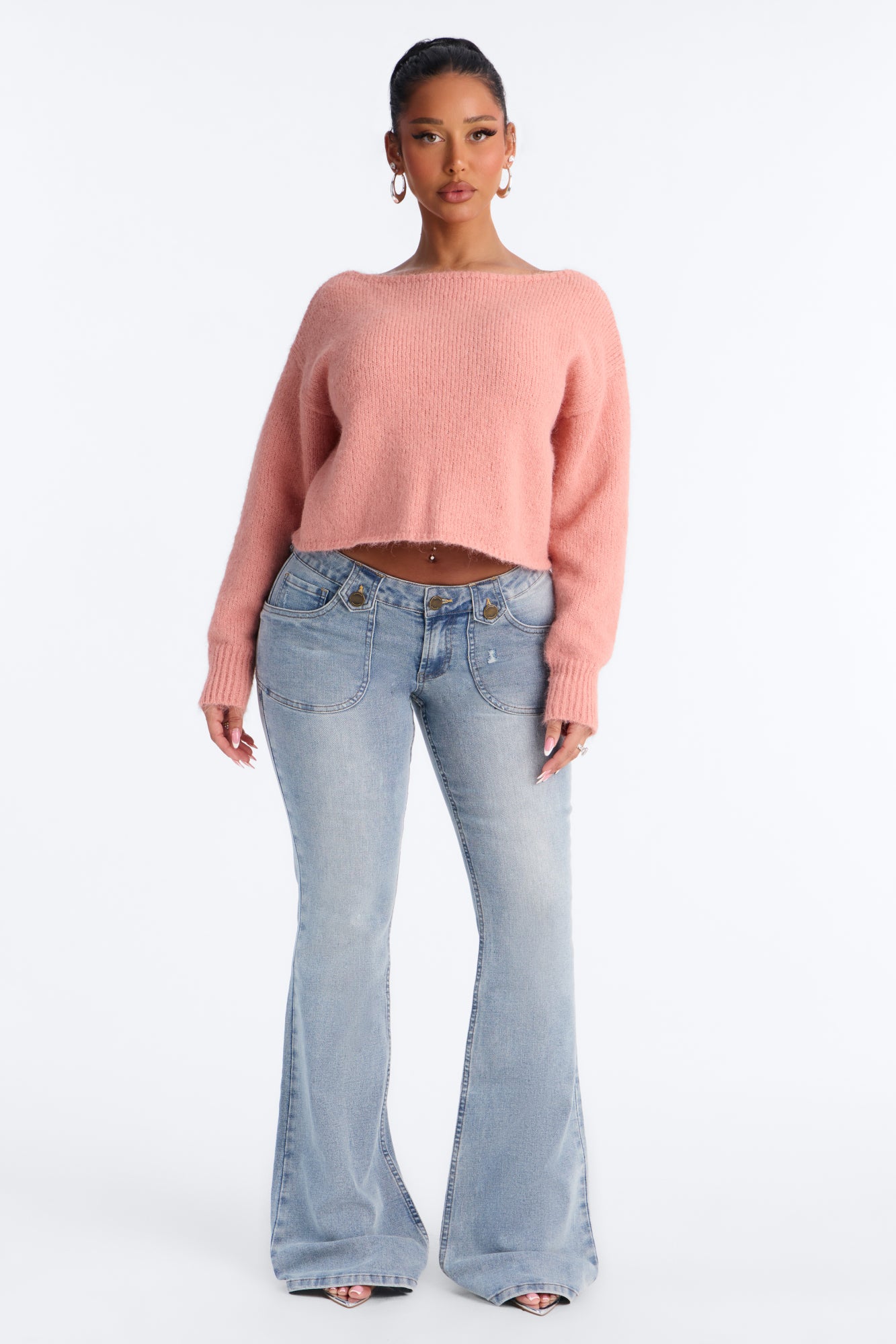 Lenah One Shoulder Pullover Sweater - Mauve
