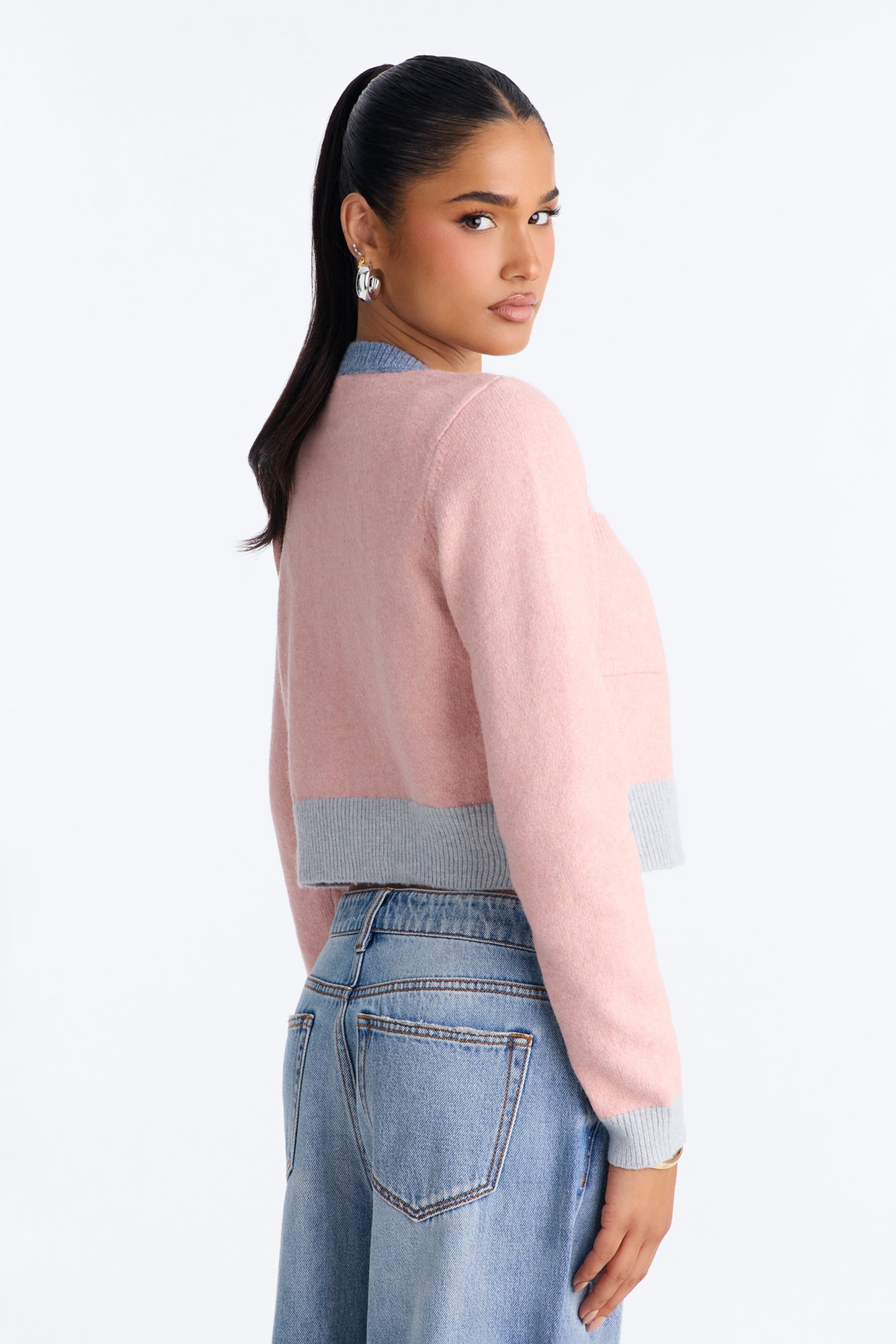 Blushing Button Up Cropped Cardigan - Pink/combo