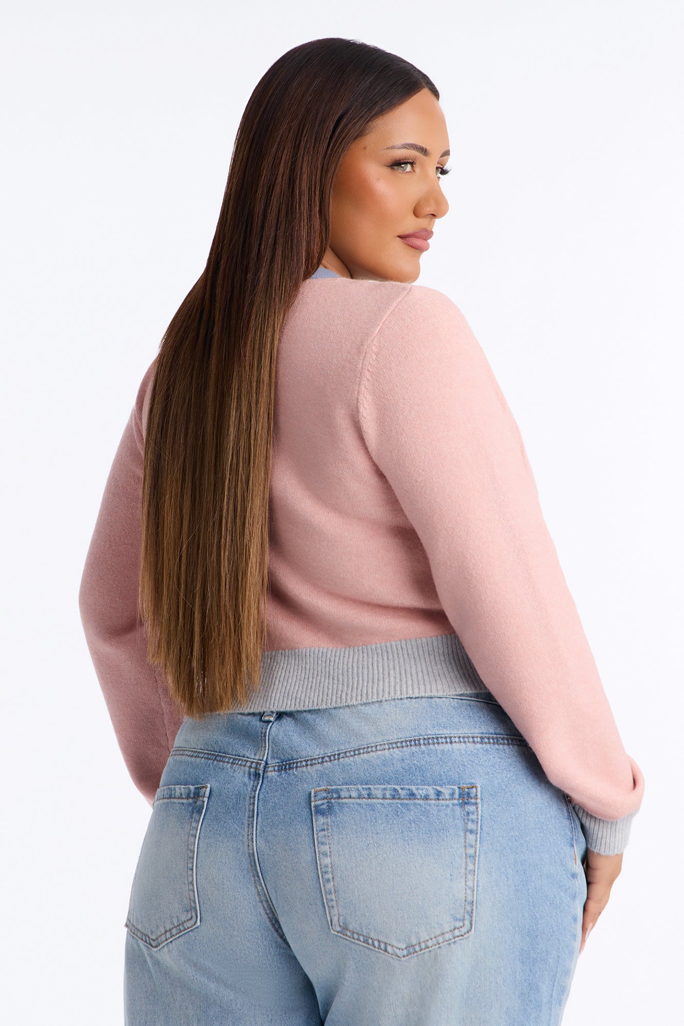 Blushing Button Up Cropped Cardigan - Pink/combo