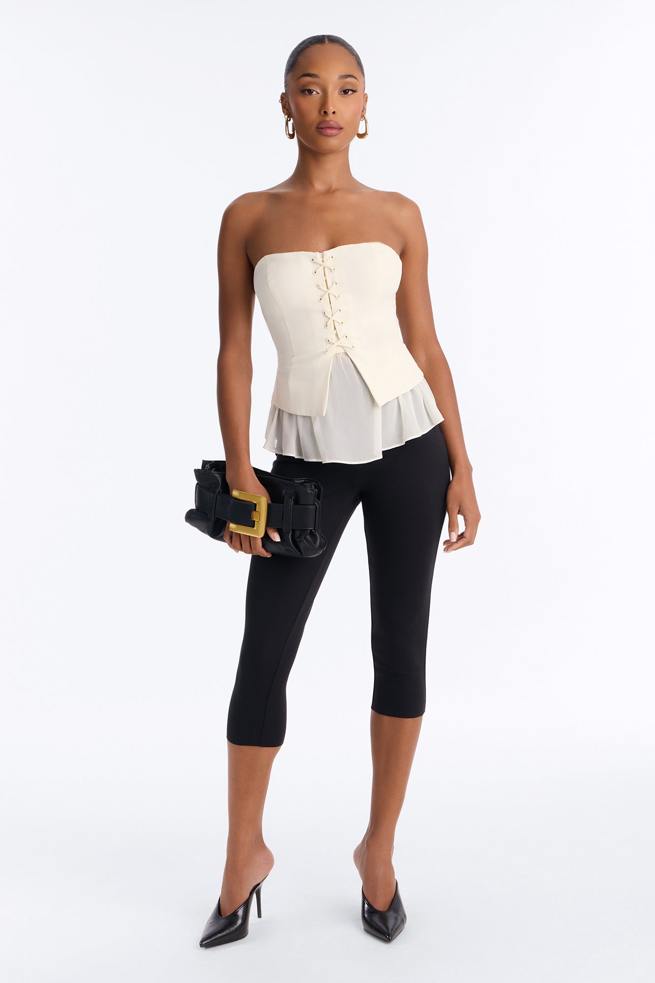 Affectionate Call Lace Up Top - Ivory