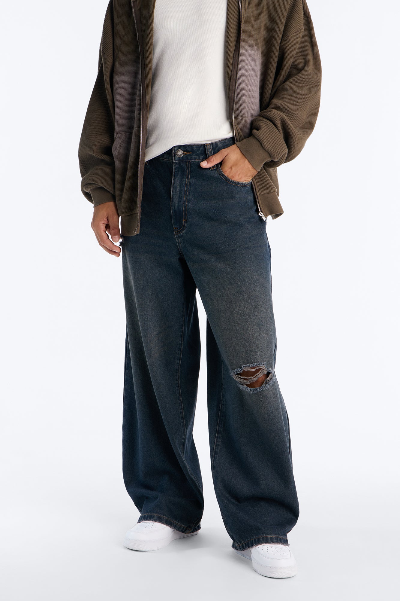Baggy Edinburgh Distressed Jeans - Dark Wash