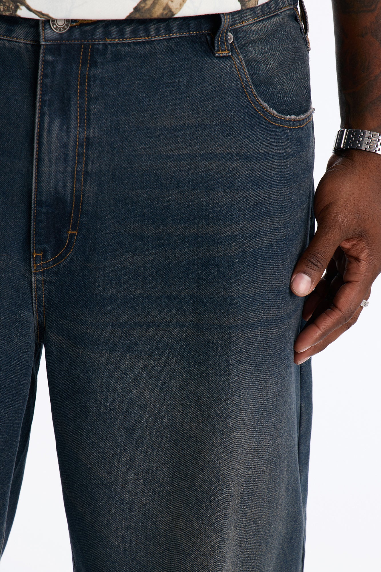 Baggy Edinburgh Distressed Jeans - Dark Wash