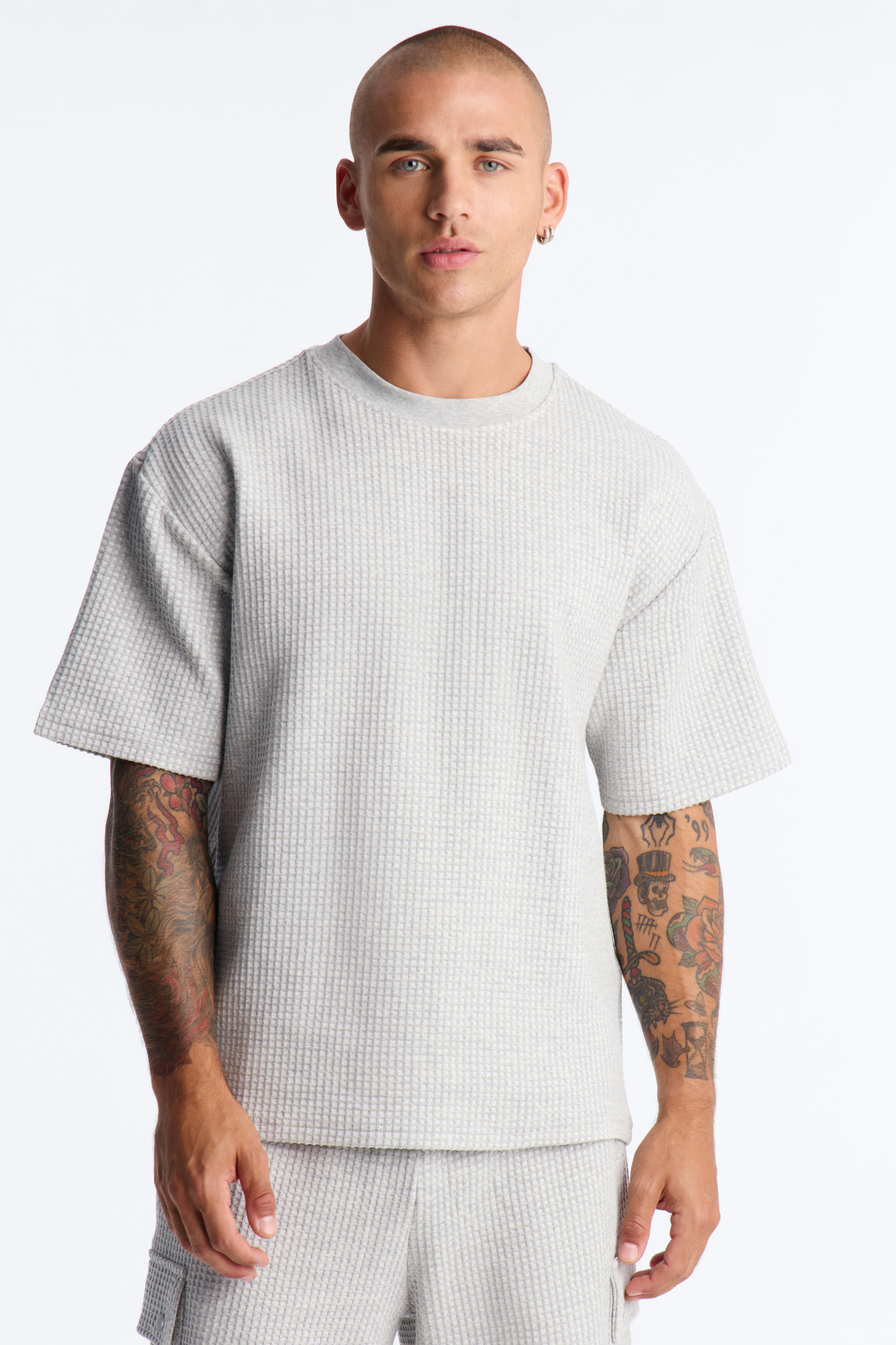 Relaxed Waffle Short Sleeve Tee - Grey