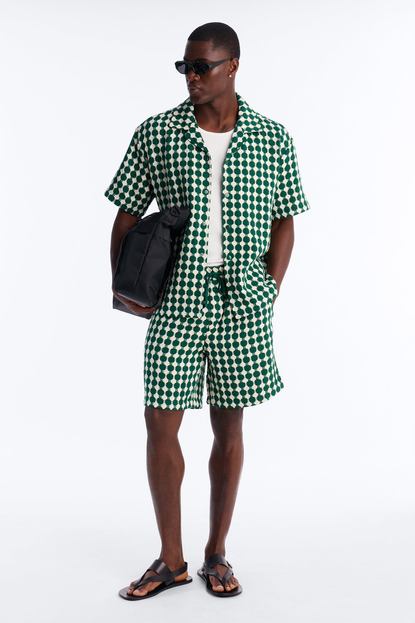 Relaxed Weaved Jacquard Short - Green