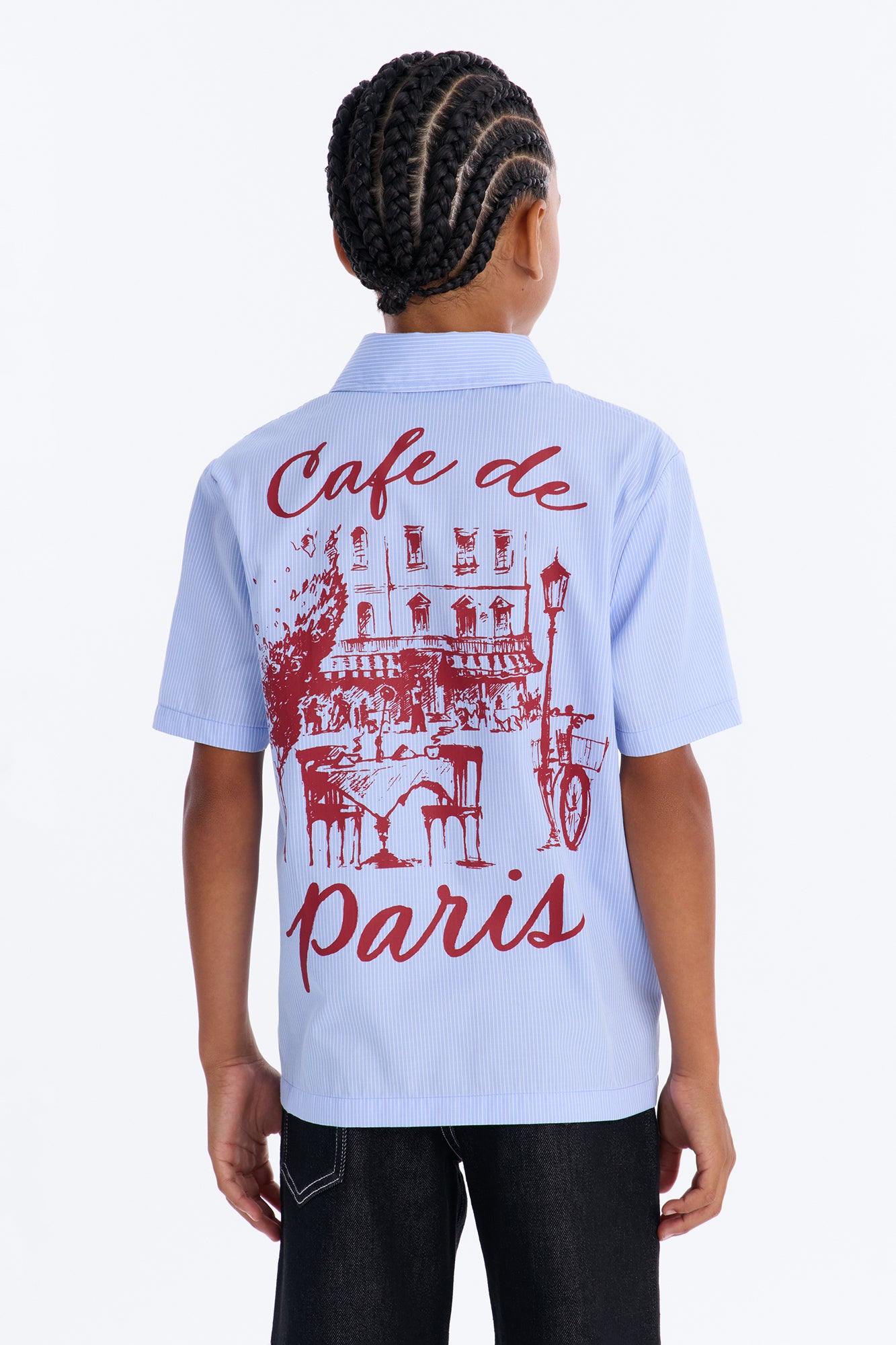 Mini Cafe De Paris Pinstripe Button Up Shirt - Blue