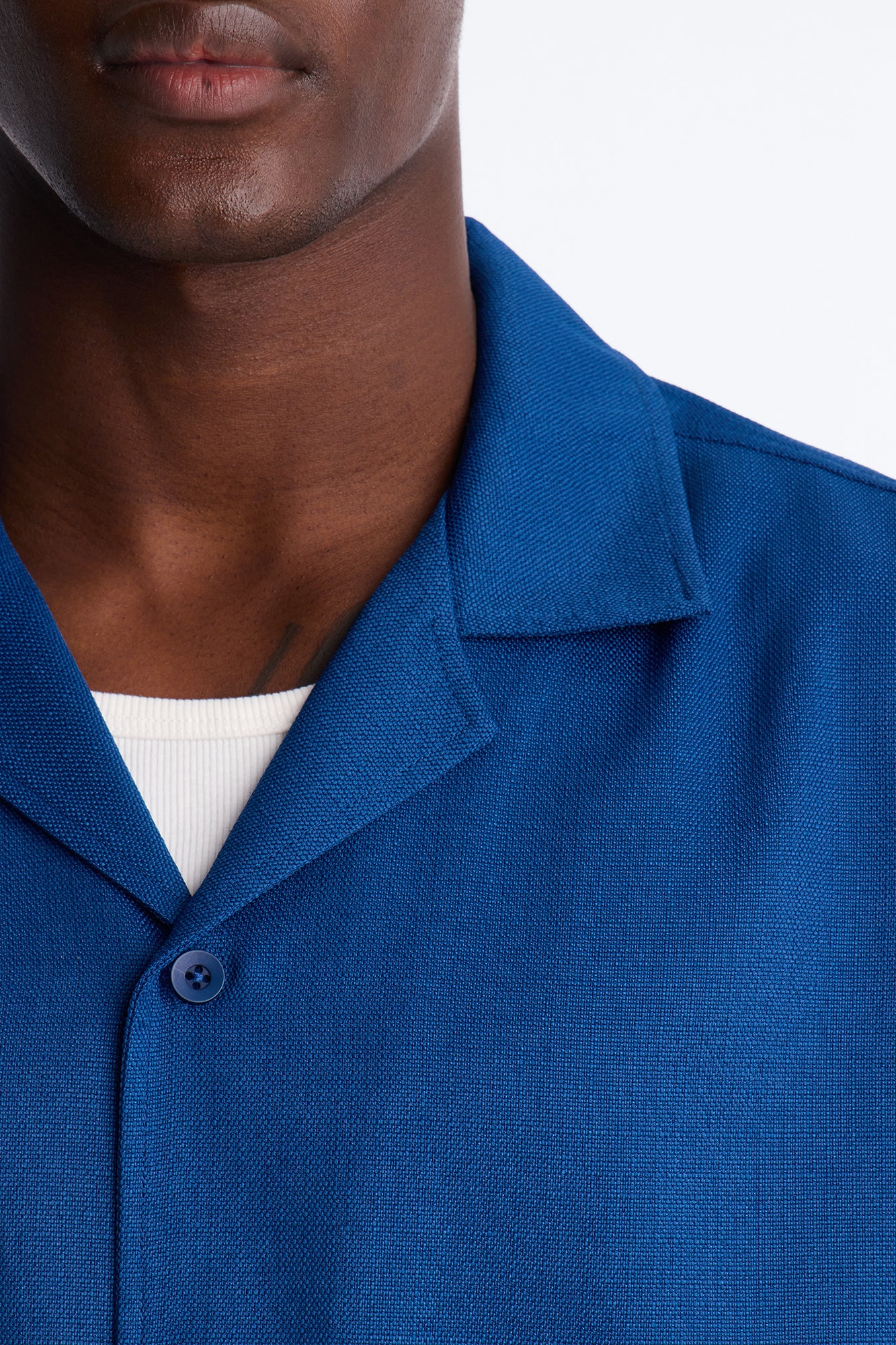 Relaxed Cascade Embroidered Cuban Button Up Shirt - Navy/combo