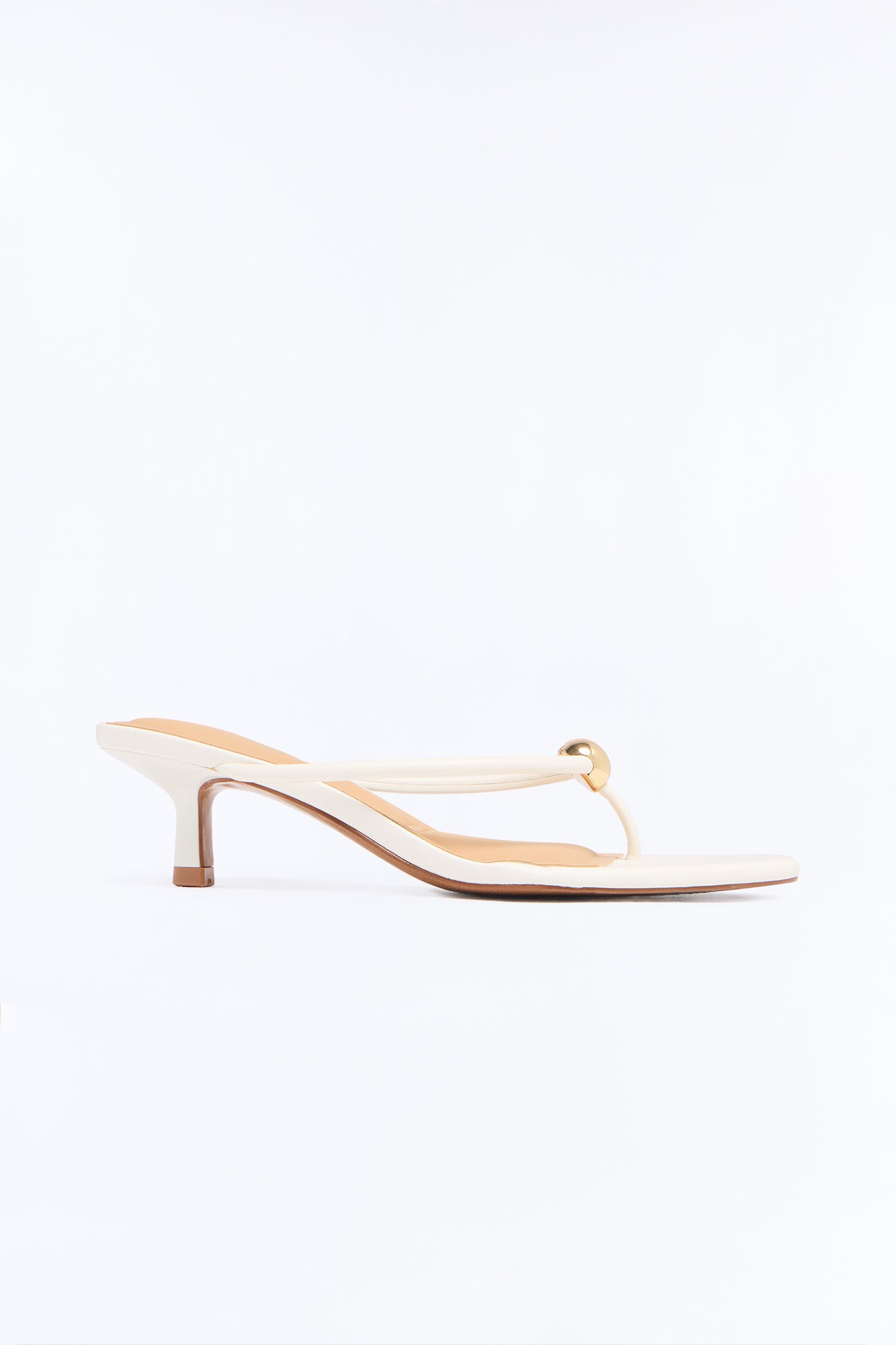 Here to Stay Thong Kitten Heels - White