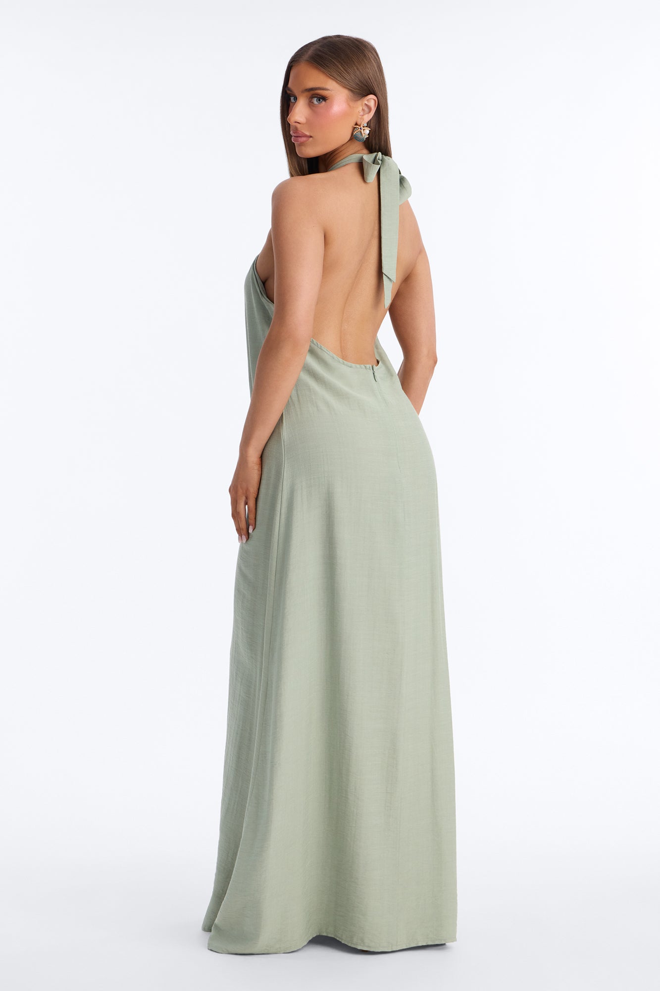 Casually Allure Linen Maxi Dress - Sage