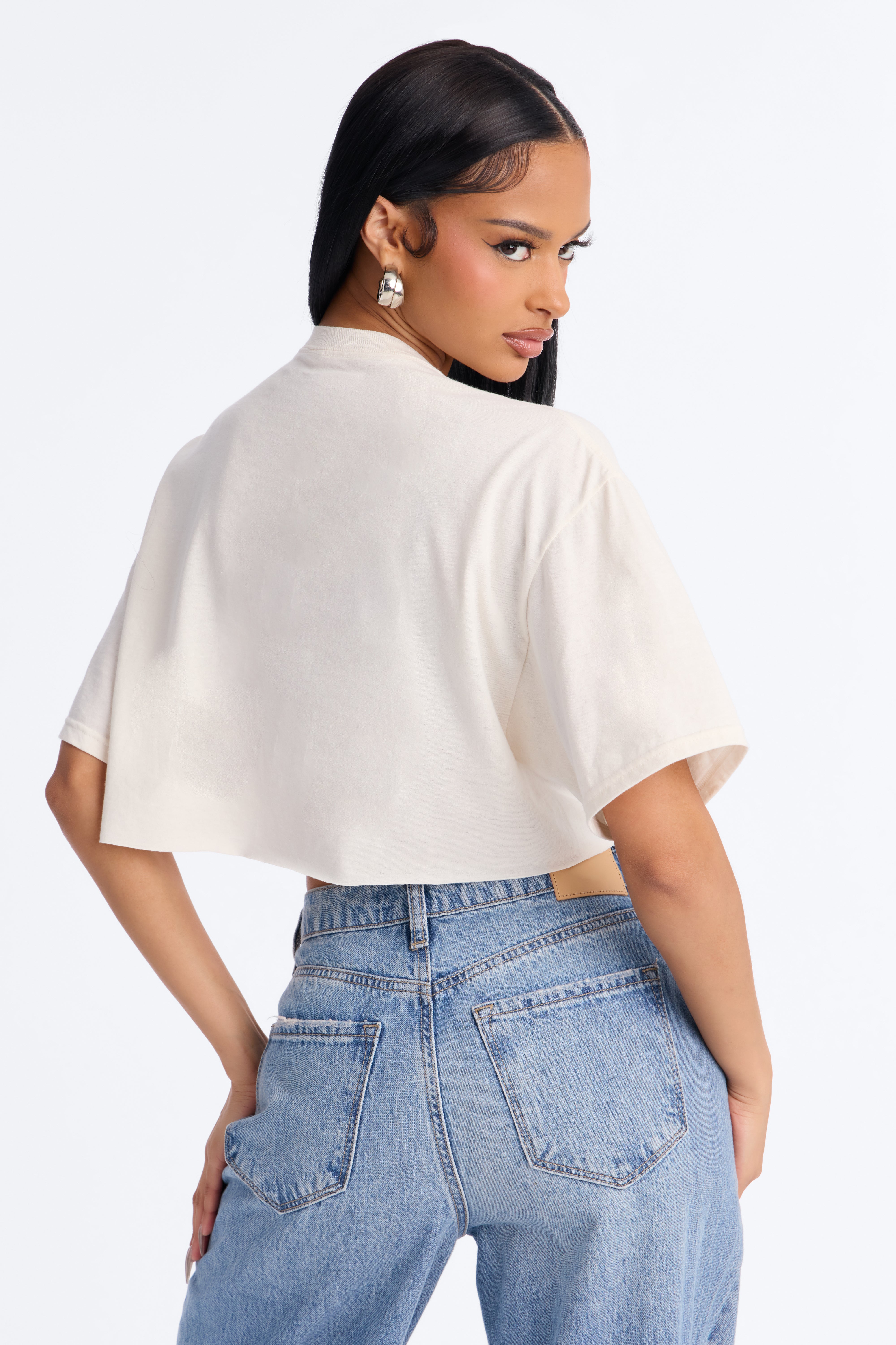 Sunset Surfrider Cropped Tee - Cream