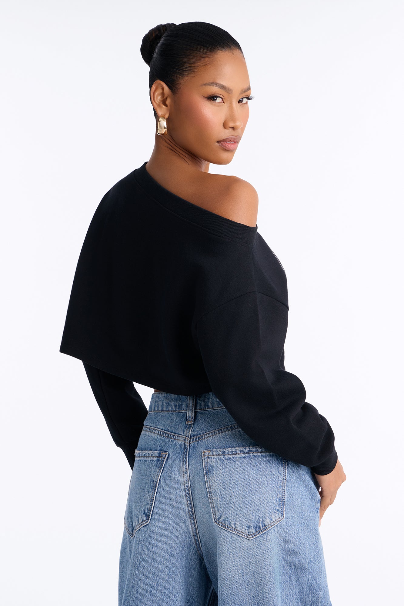 Always Blessed Cropped Sweatshirt - Black