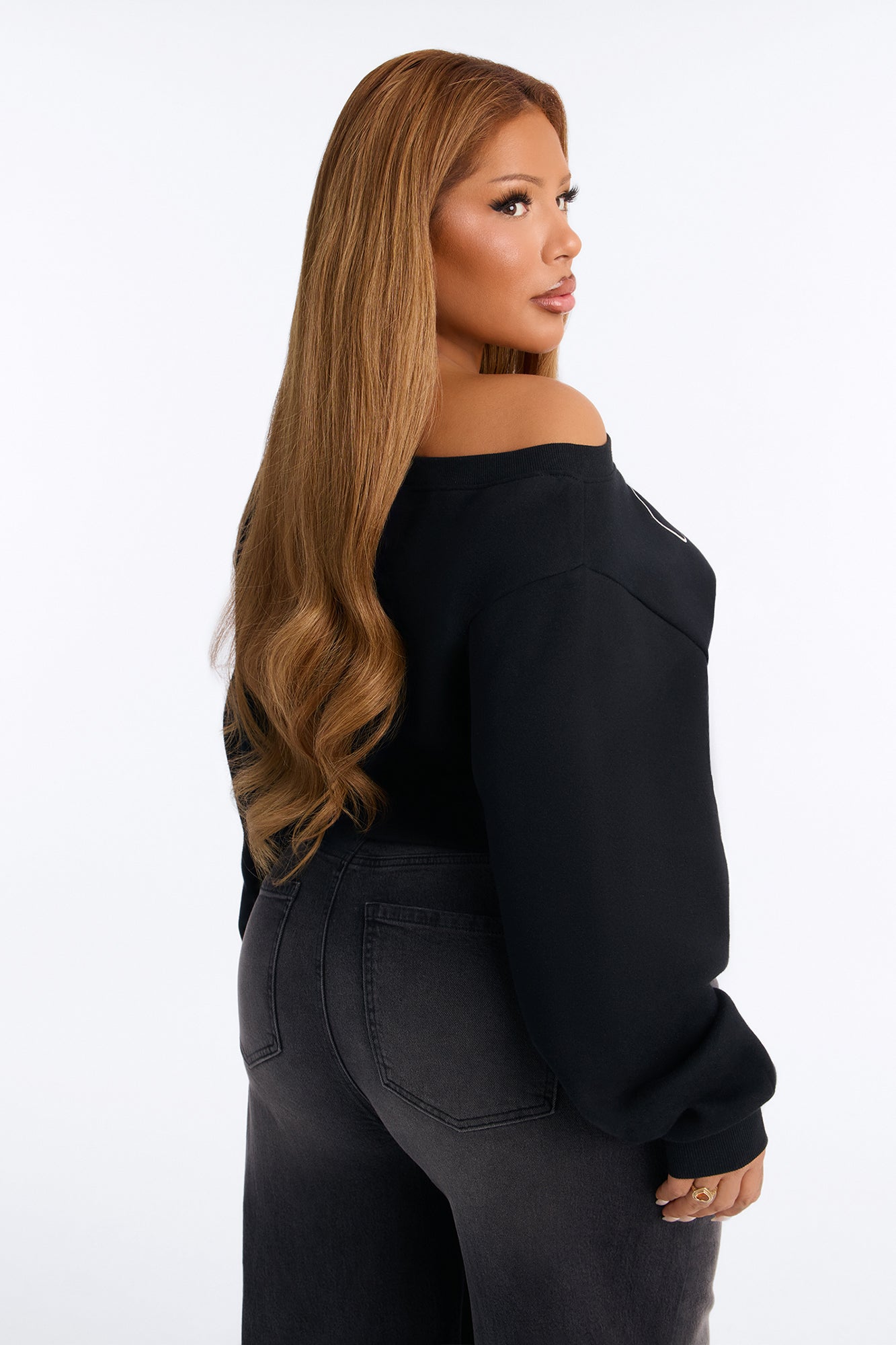 Always Blessed Cropped Sweatshirt - Black