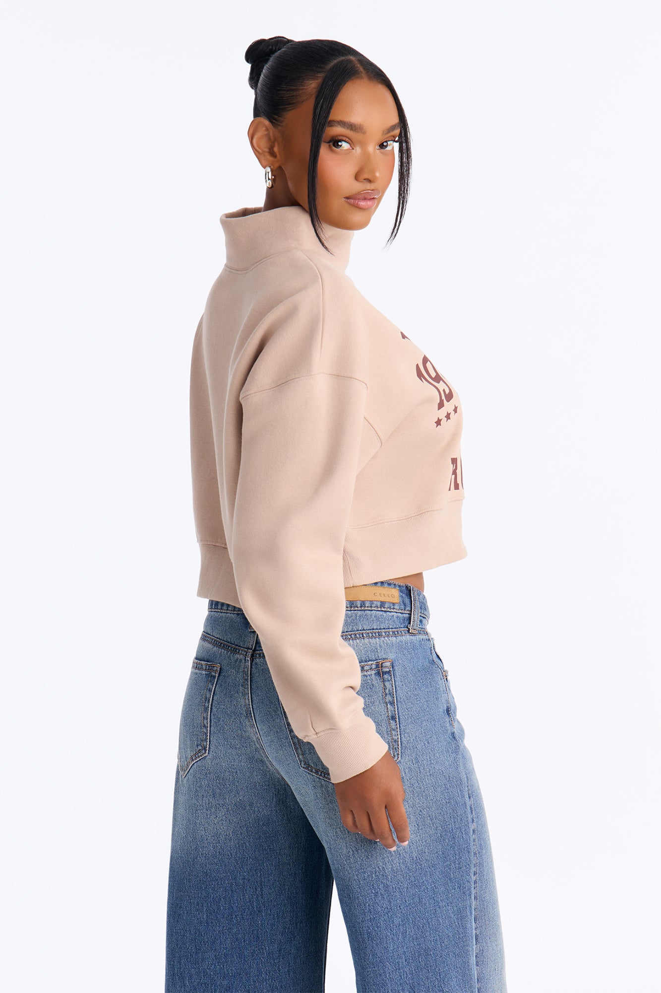 Manhattan 1981 Mock Neck Sweatshirt - Taupe