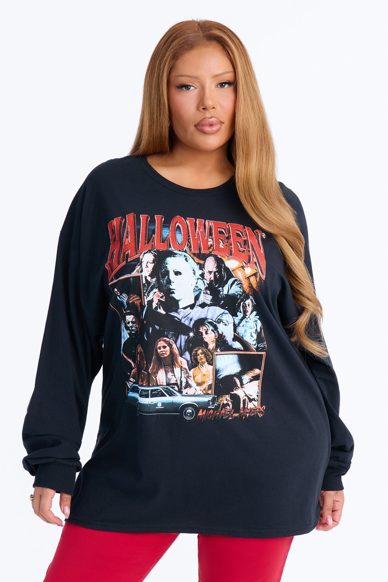 Halloween Retro Long Sleeve Tee - Black