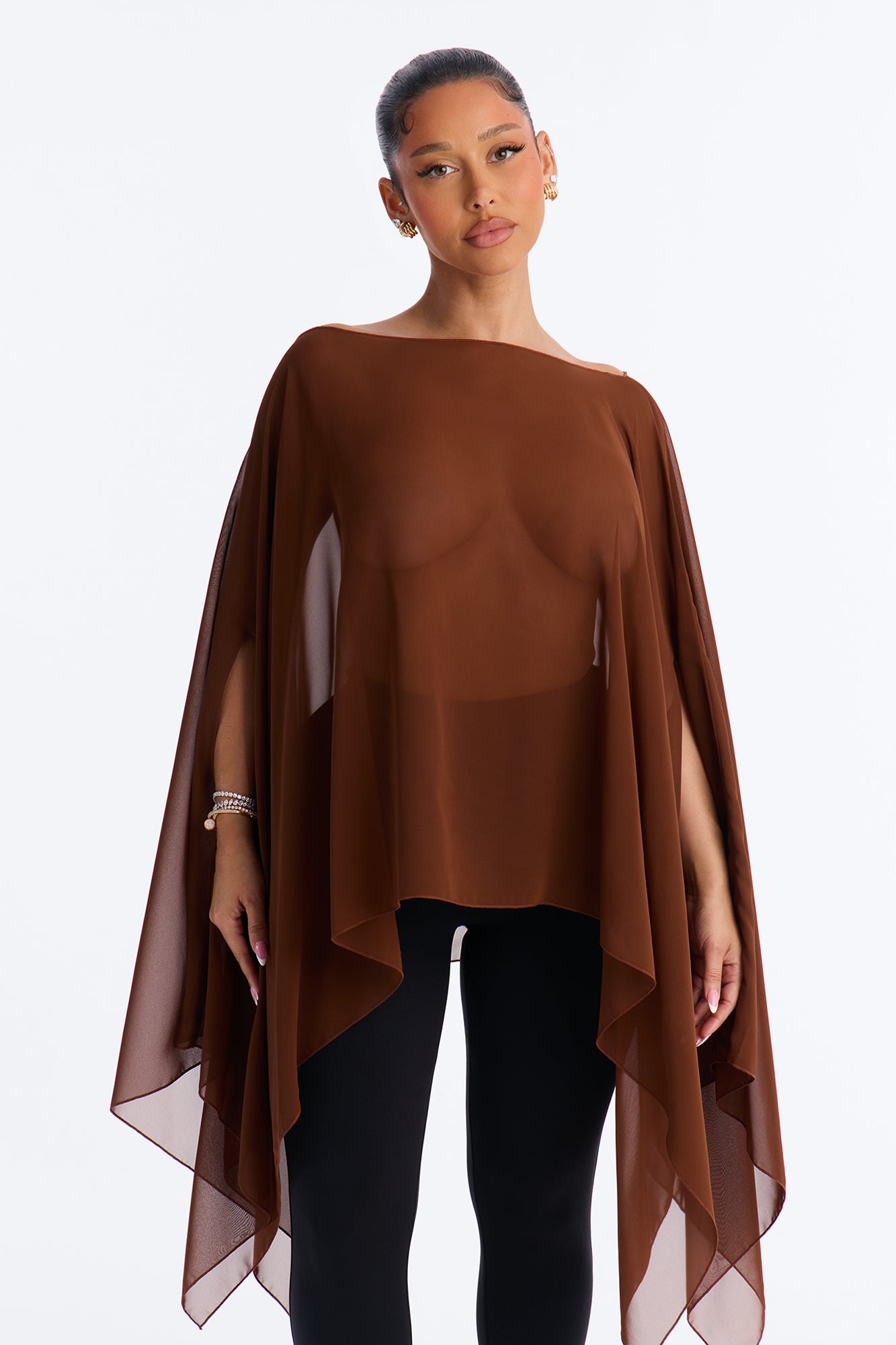 Get In Line Long Chiffon Kimono Top - Chocolate