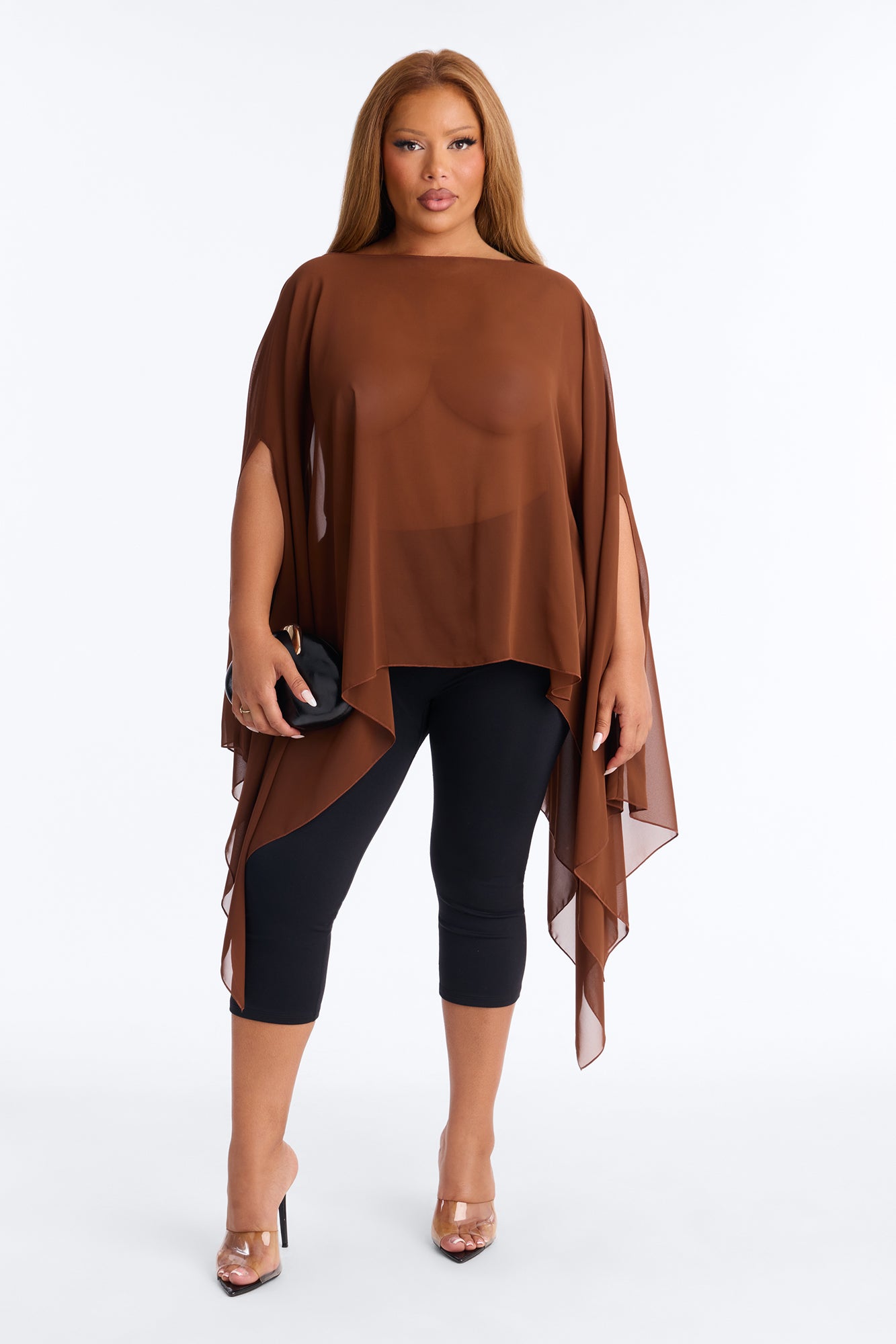 Get In Line Long Chiffon Kimono Top - Chocolate