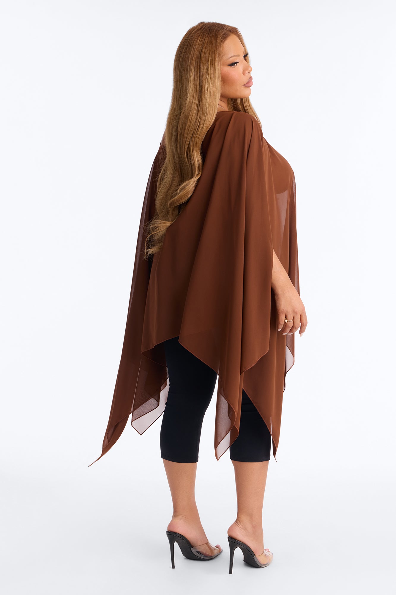 Get In Line Long Chiffon Kimono Top - Chocolate