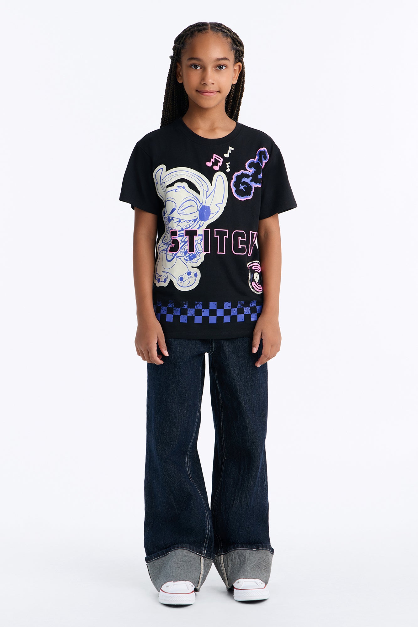 Mini Stitch Be Unique Front/Back Short Sleeve Tee - Black