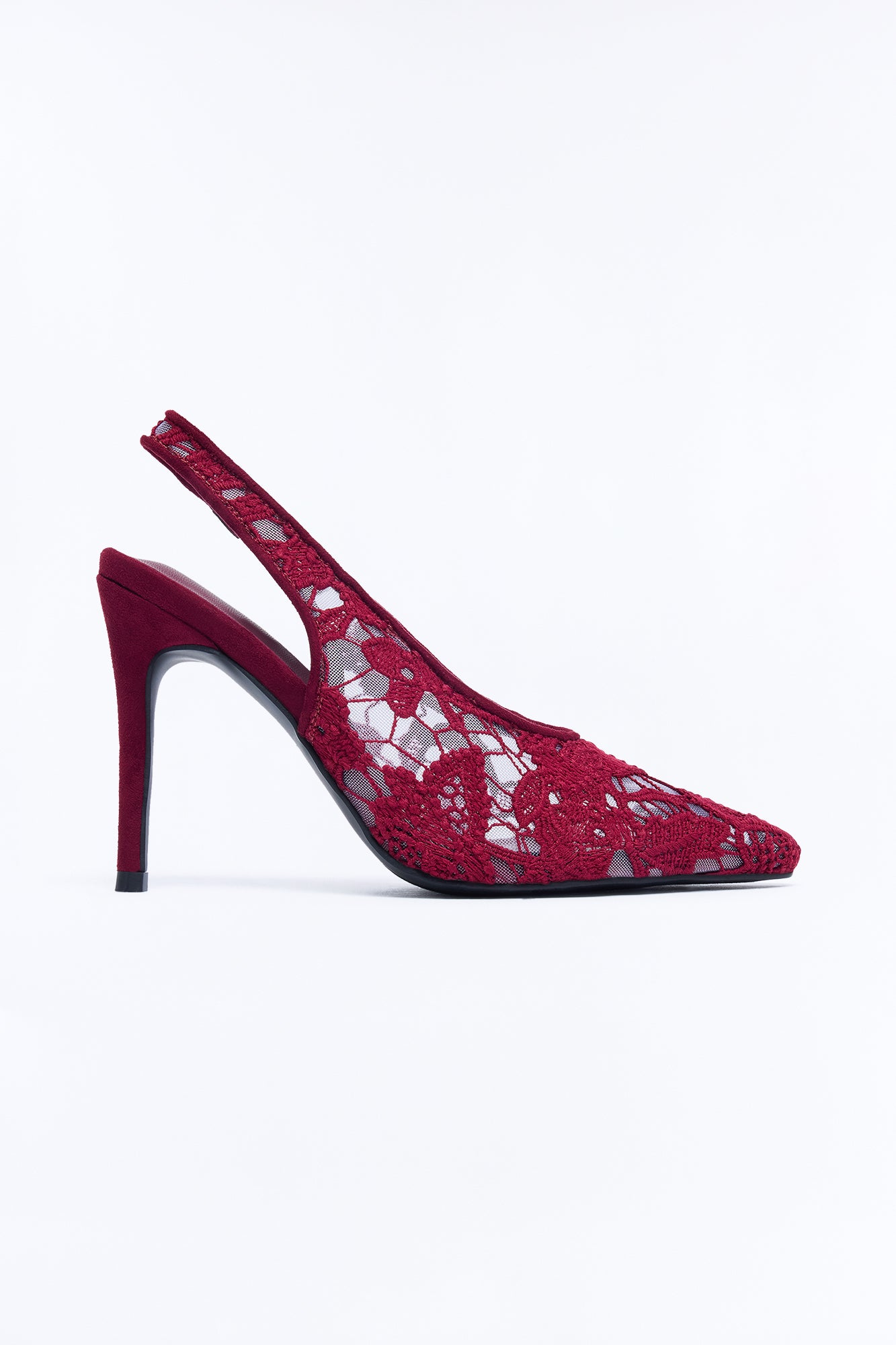 Kyan Lace Slingback Pumps - Burgundy