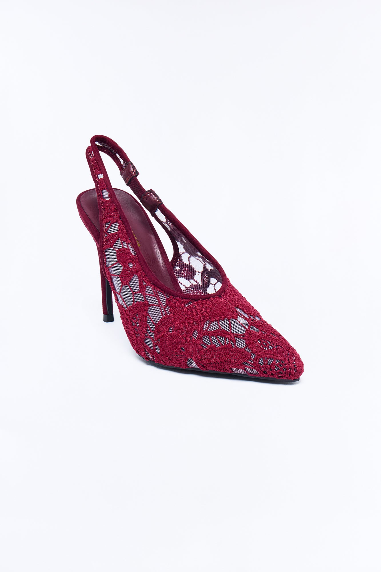 Kyan Lace Slingback Pumps - Burgundy