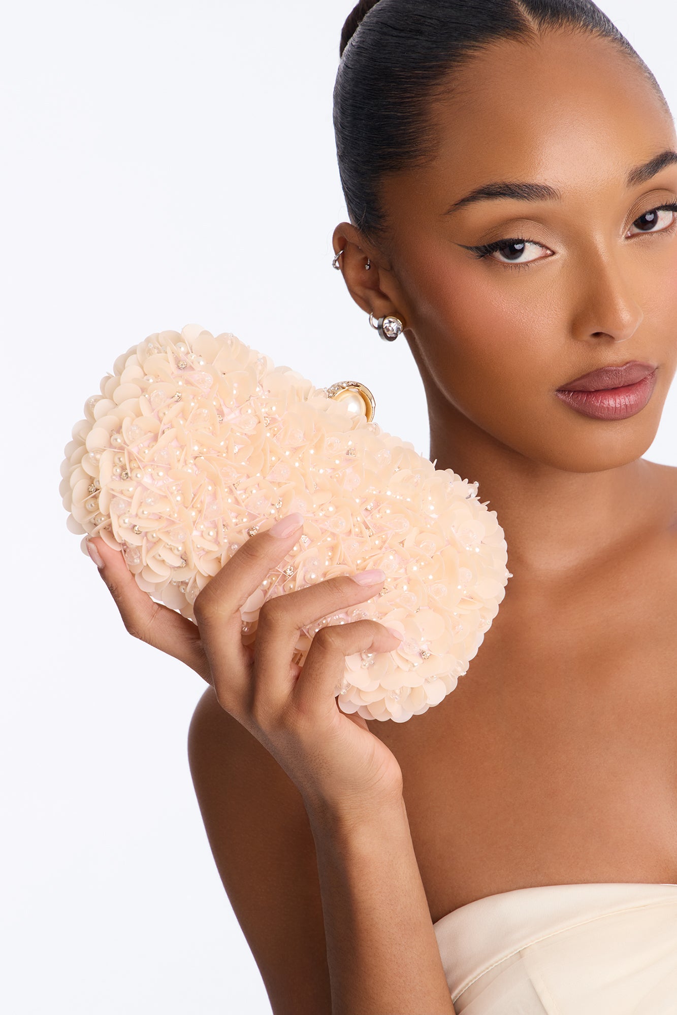Sparkling Petals Sequin Clutch - Pink