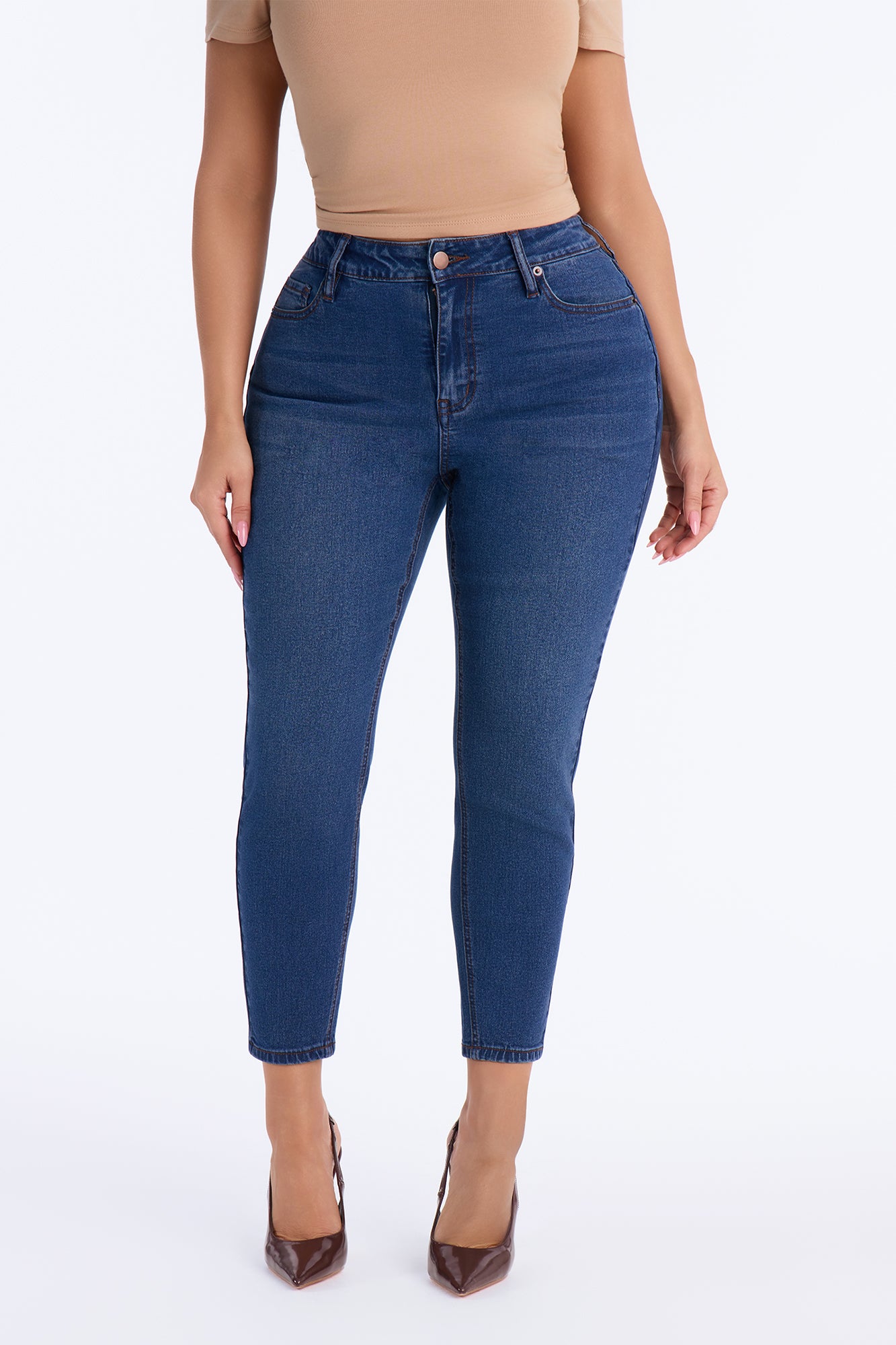 Petite Vibe Check Curvy Stretch Skinny Jeans - Dark Wash