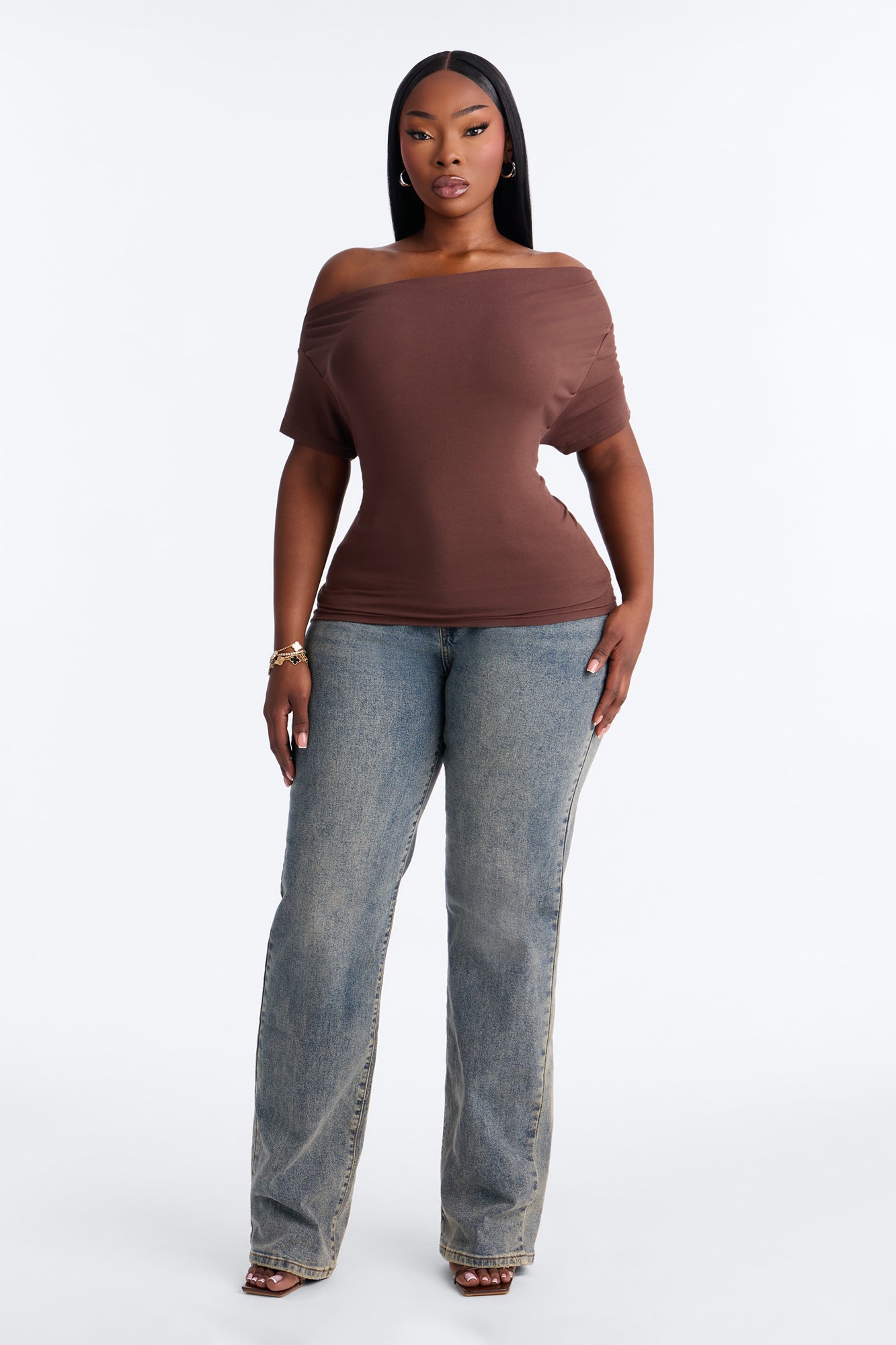 Don't Mind Me One Shoulder Top - Chocolate