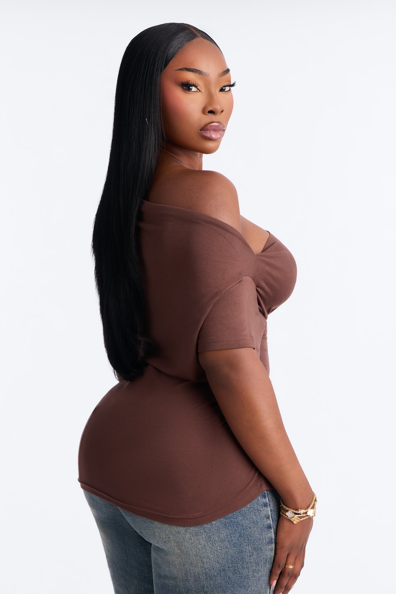 Don't Mind Me One Shoulder Top - Chocolate