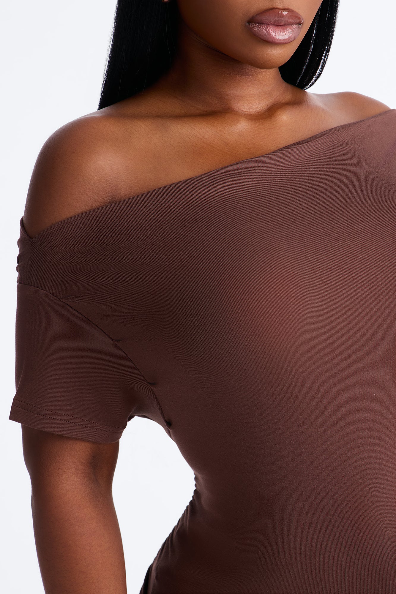Don't Mind Me One Shoulder Top - Chocolate