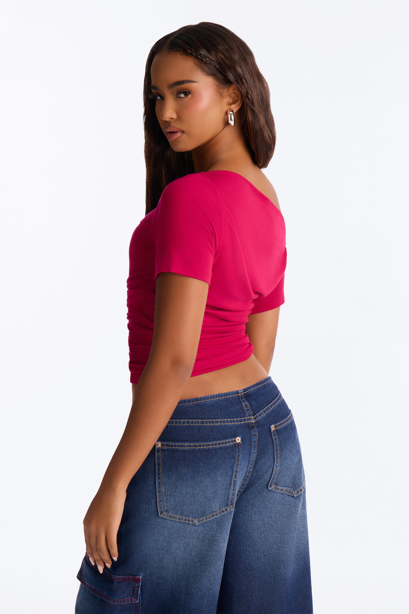 Don't Mind Me One Shoulder Top - Raspberry