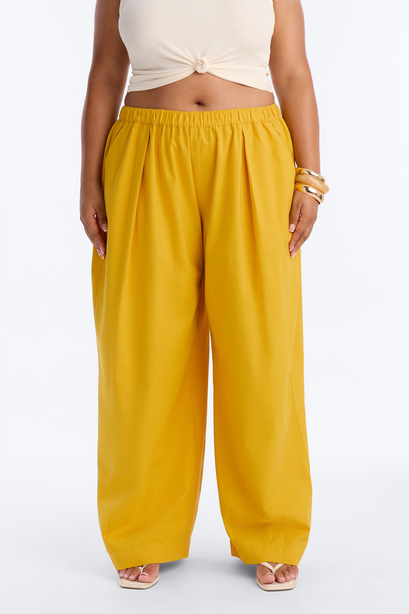 Brandi Low Rise Pull On Wide Leg Pant - Mustard