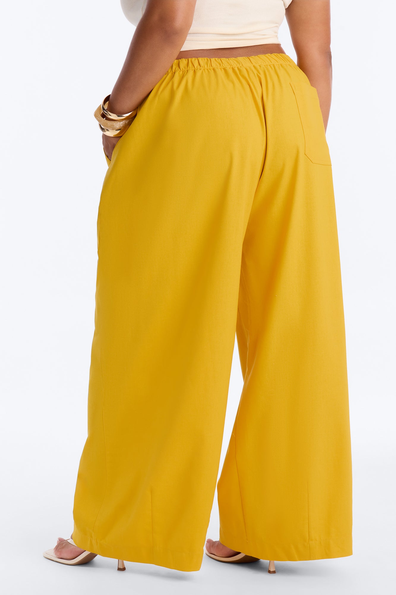 Brandi Low Rise Pull On Wide Leg Pant - Mustard
