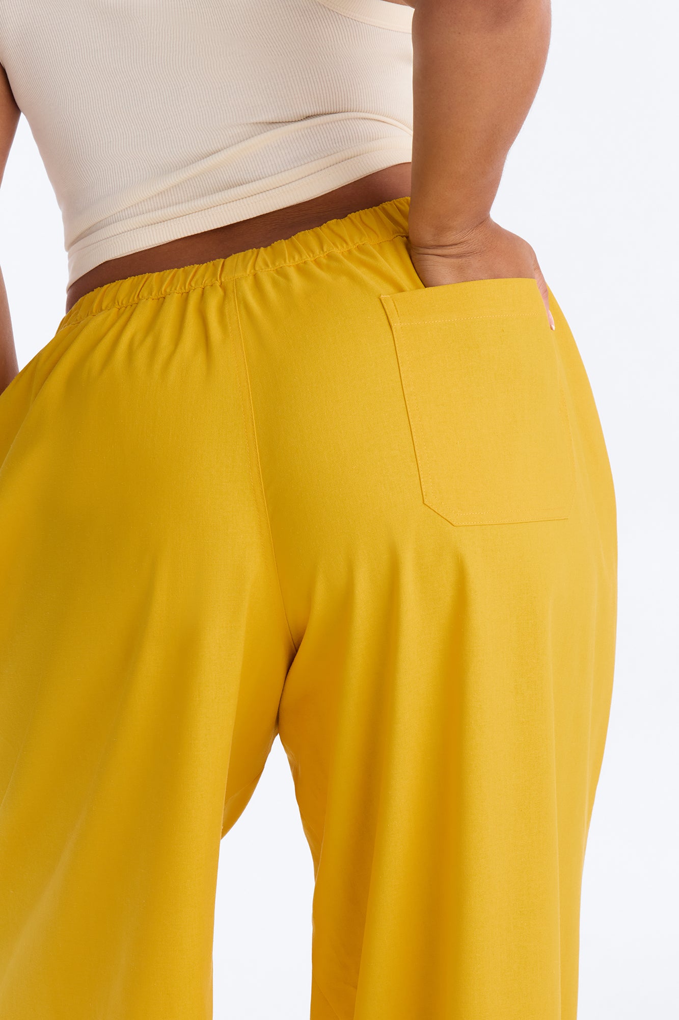 Brandi Low Rise Pull On Wide Leg Pant - Mustard