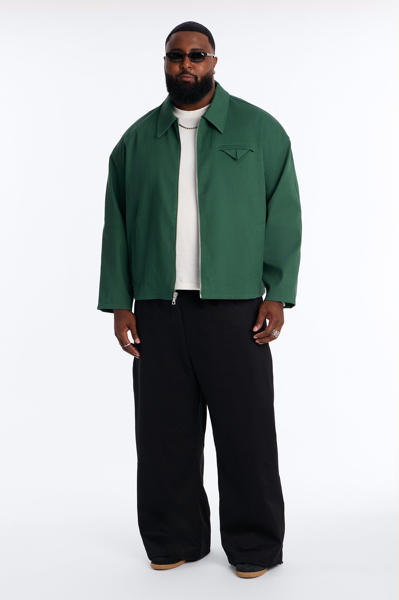 Bordeaux Cropped Chore Jacket - Hunter Green