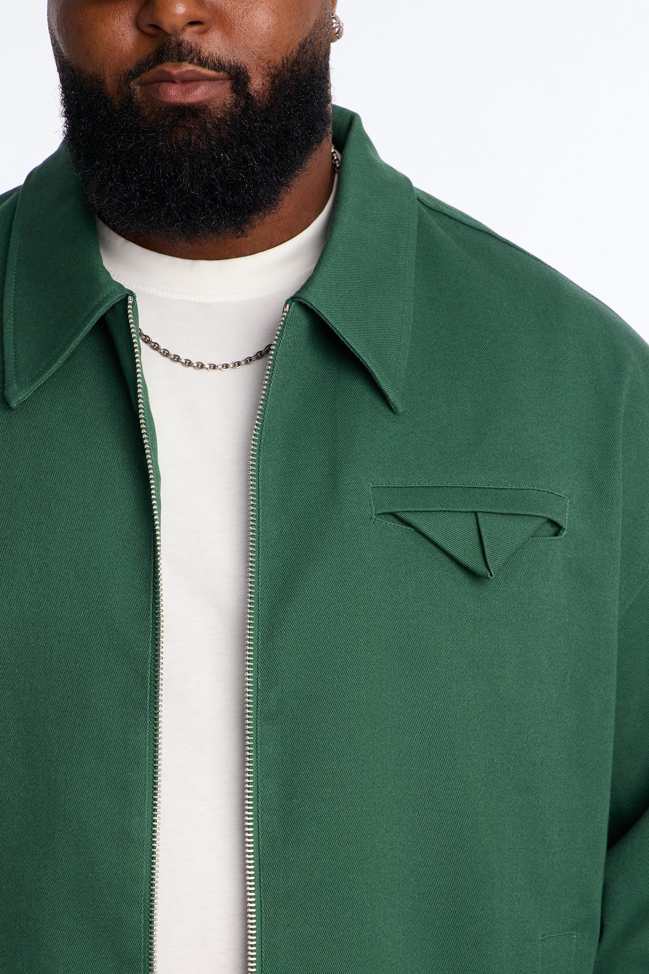 Bordeaux Cropped Chore Jacket - Hunter Green