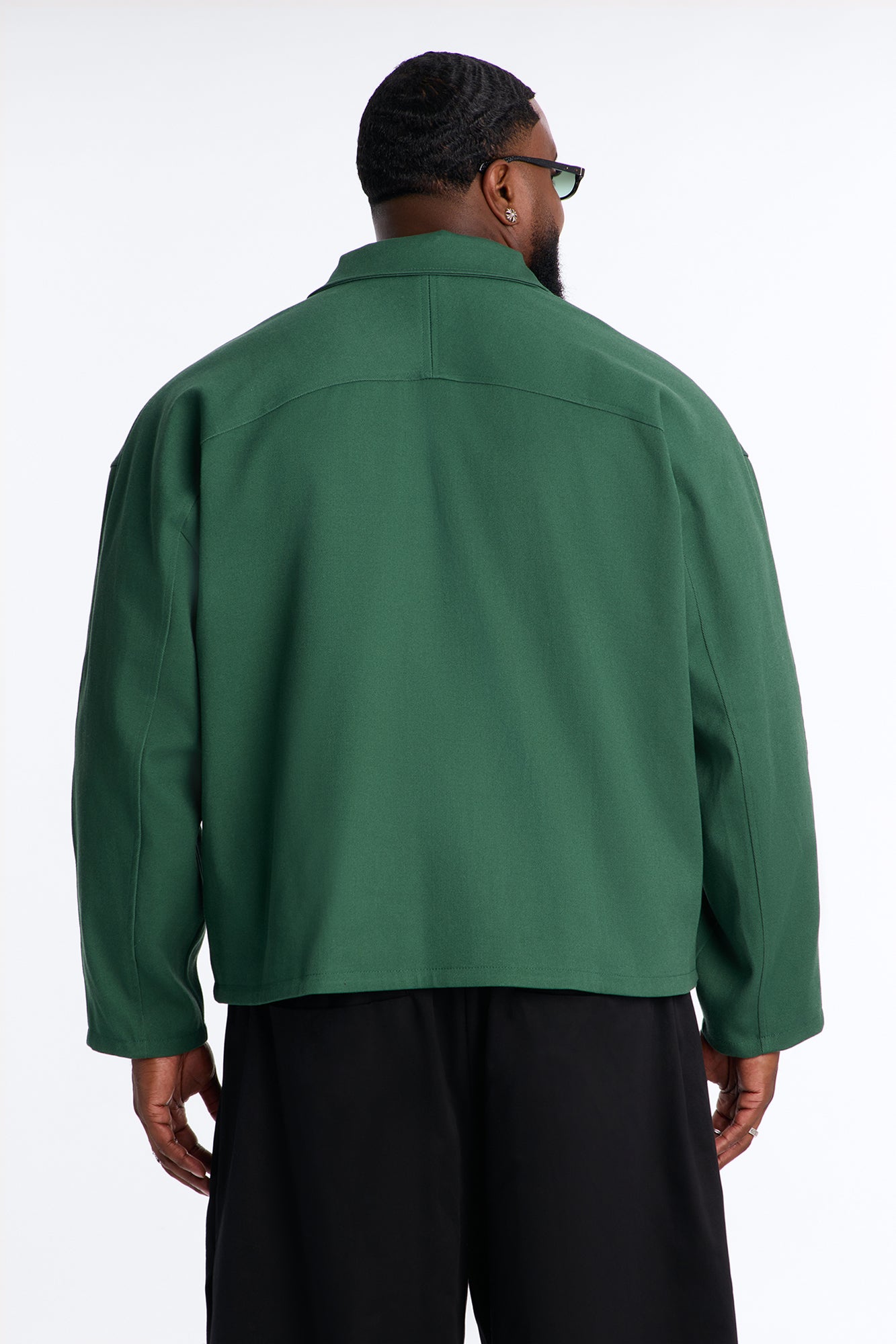 Bordeaux Cropped Chore Jacket - Hunter Green
