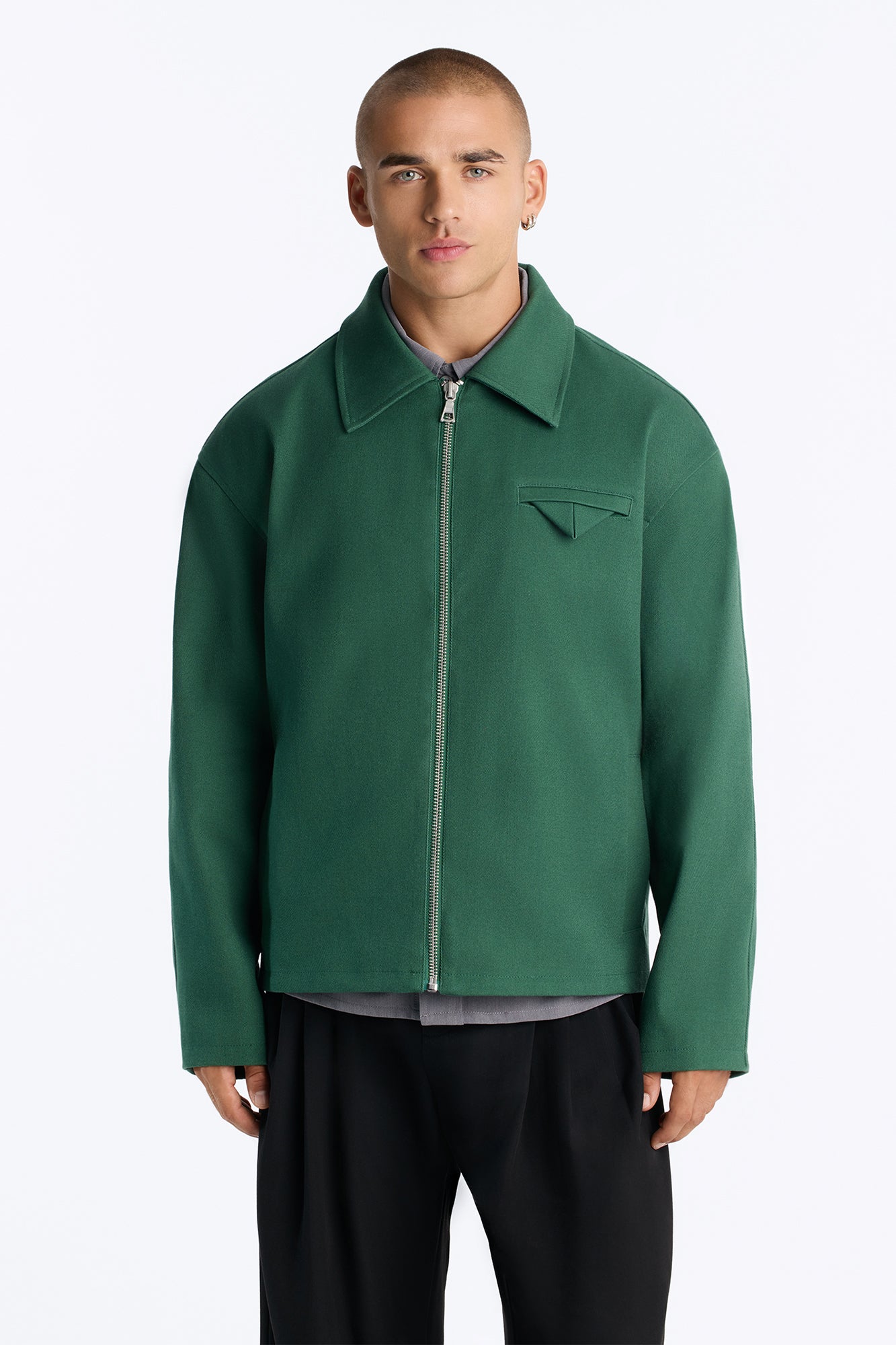 Bordeaux Cropped Chore Jacket - Hunter Green