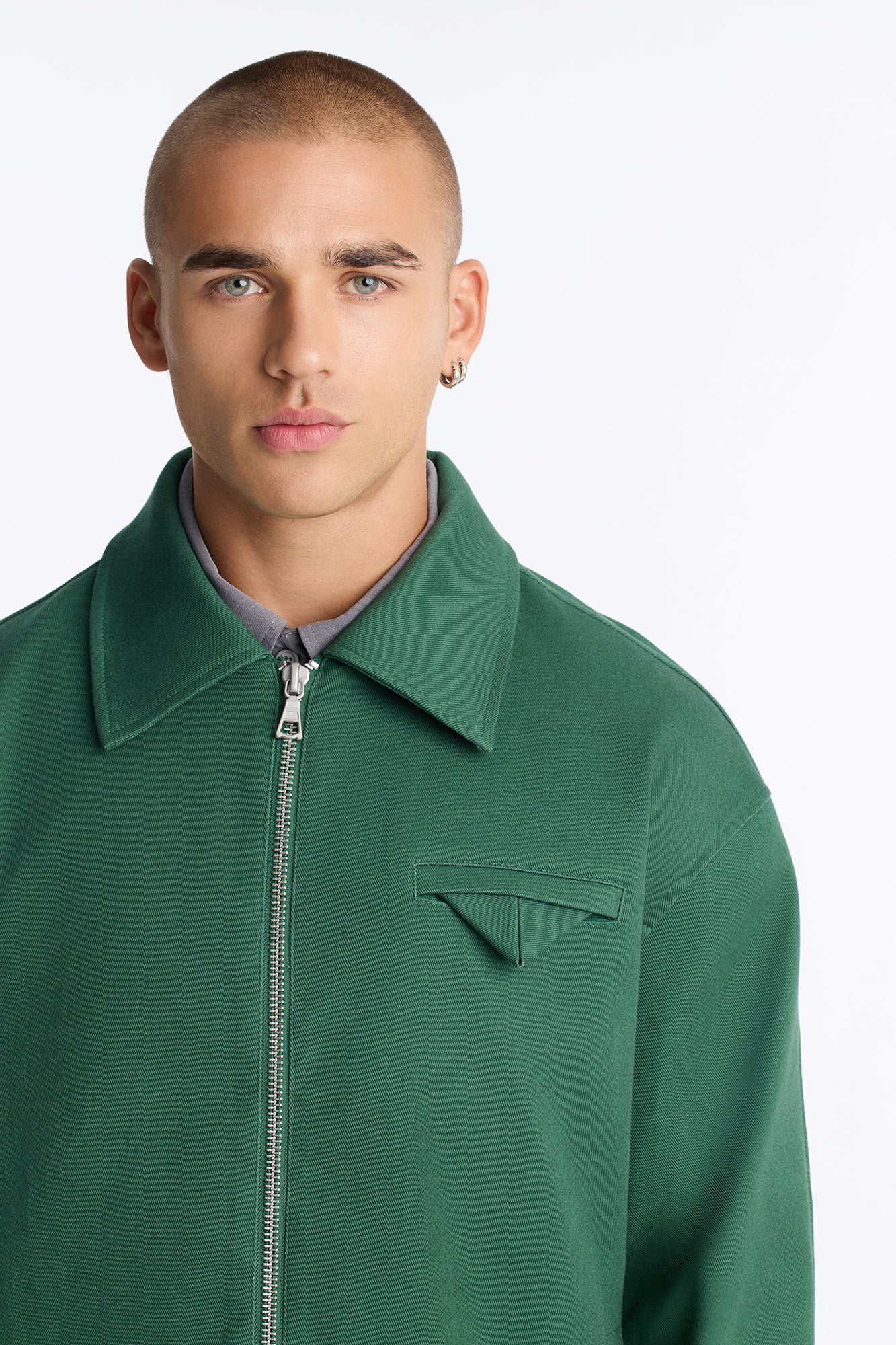 Bordeaux Cropped Chore Jacket - Hunter Green