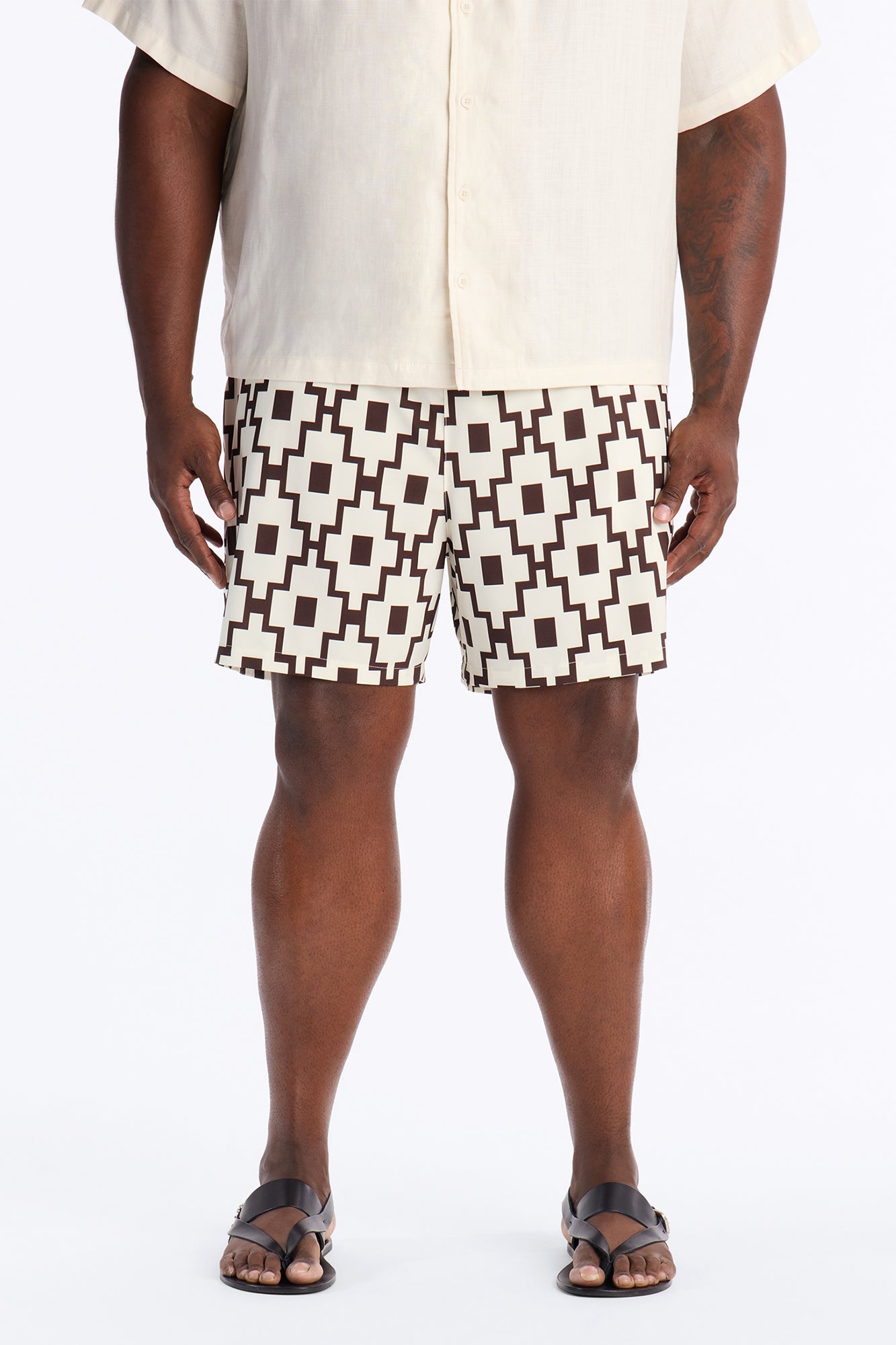 Mosaic Printed Swim Trunk 6″ - BrownCombo