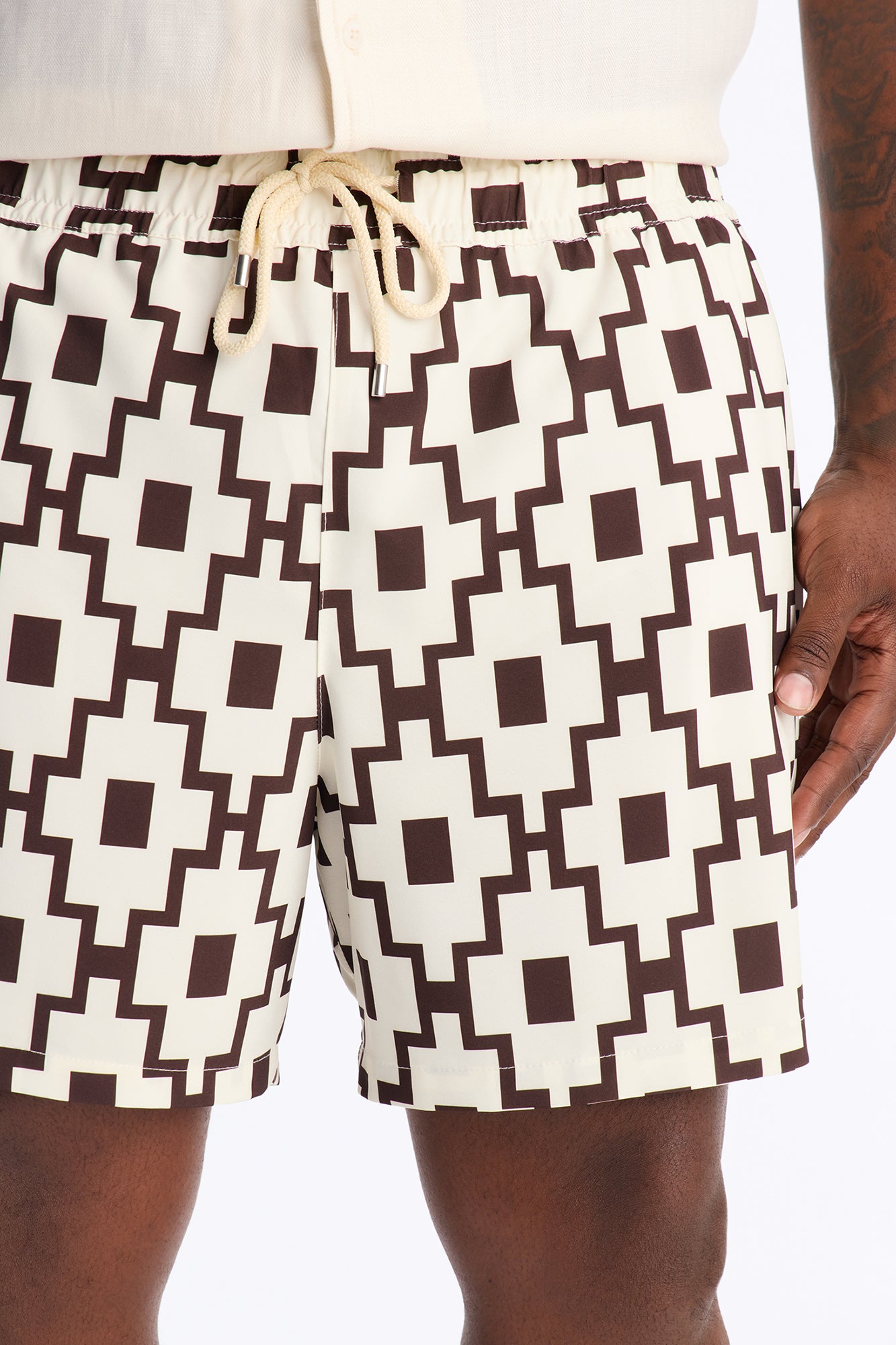 Mosaic Printed Swim Trunk 6″ - BrownCombo